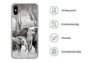 MuchoWow Handyhülle Elefant - Tiere - Natur - Schwarz und weiß, Handyhülle Apple iPhone Xs, Smartphone-Bumper, Print, Handy
