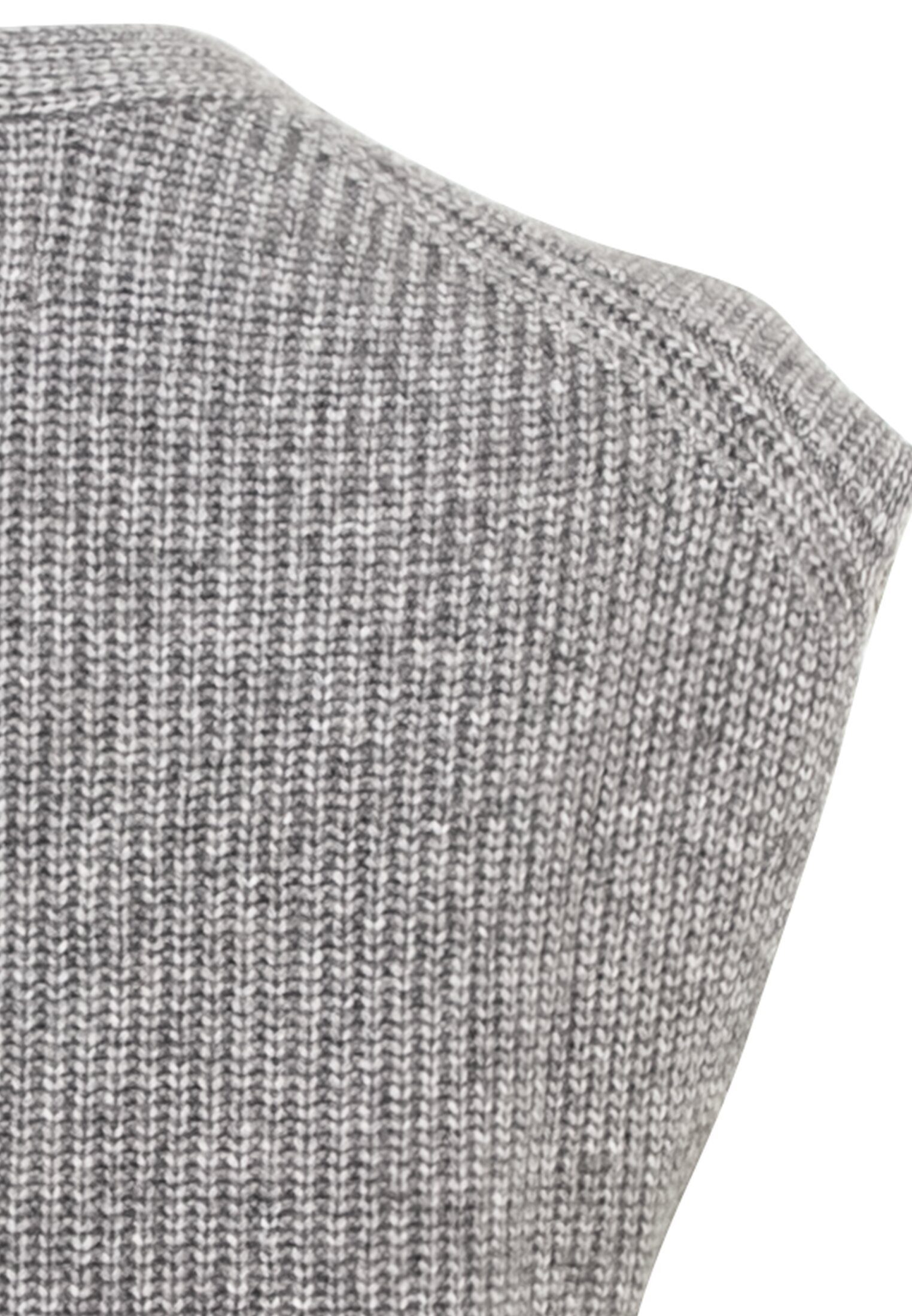 camel active Strickpullover mit Grau V-Ausschnitt Markenlabel