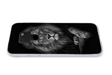 MuchoWow Handyhülle Löwe - Tiere - Schwarz - Weiß, Handyhülle Huawei P40 Lite, Handy Case, Silikon, Bumper Case