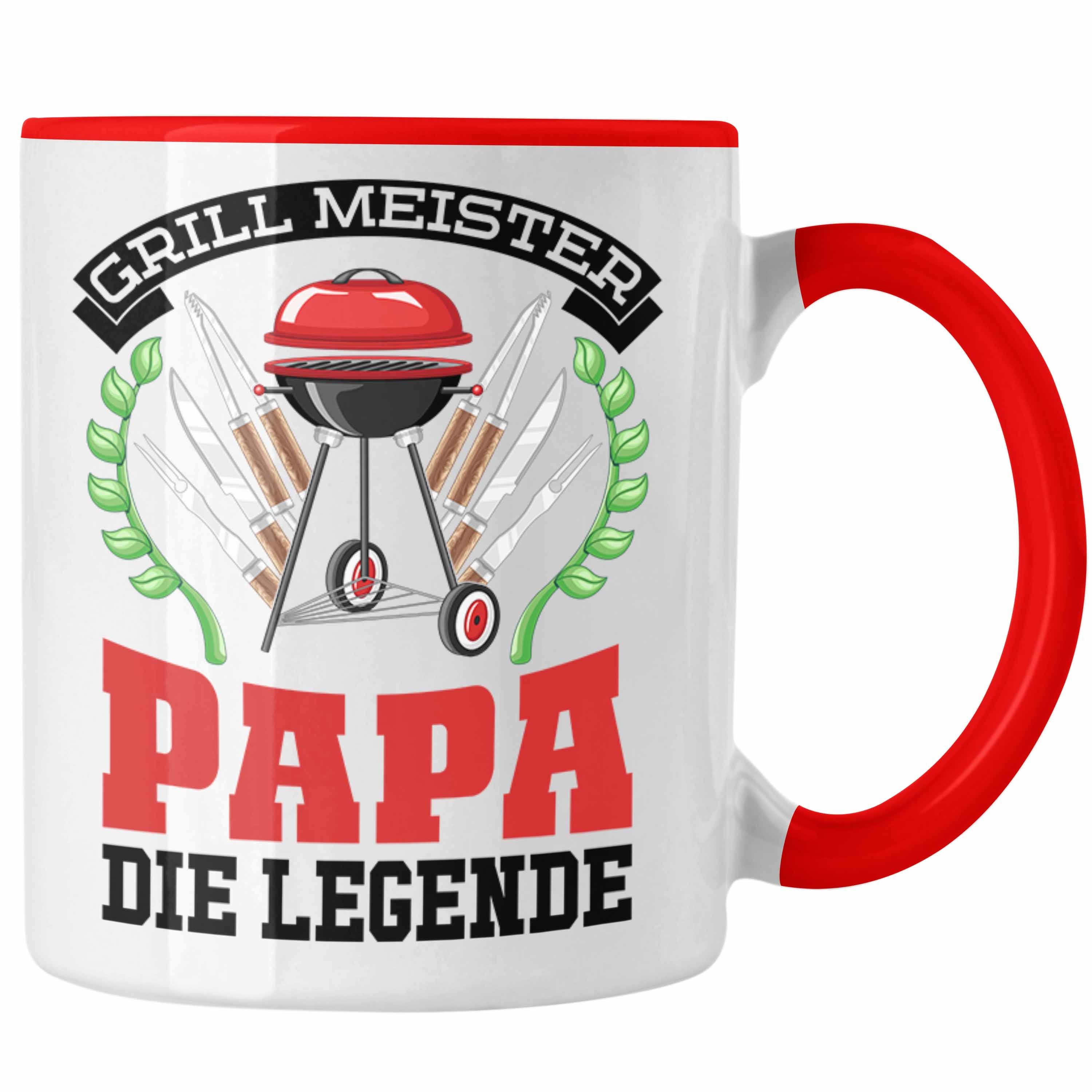 Trendation Tasse Trendation - Papa Grillen Geschenk Tasse Sommer Kaffeetasse Becher Vatertag Geschenkidee Rot