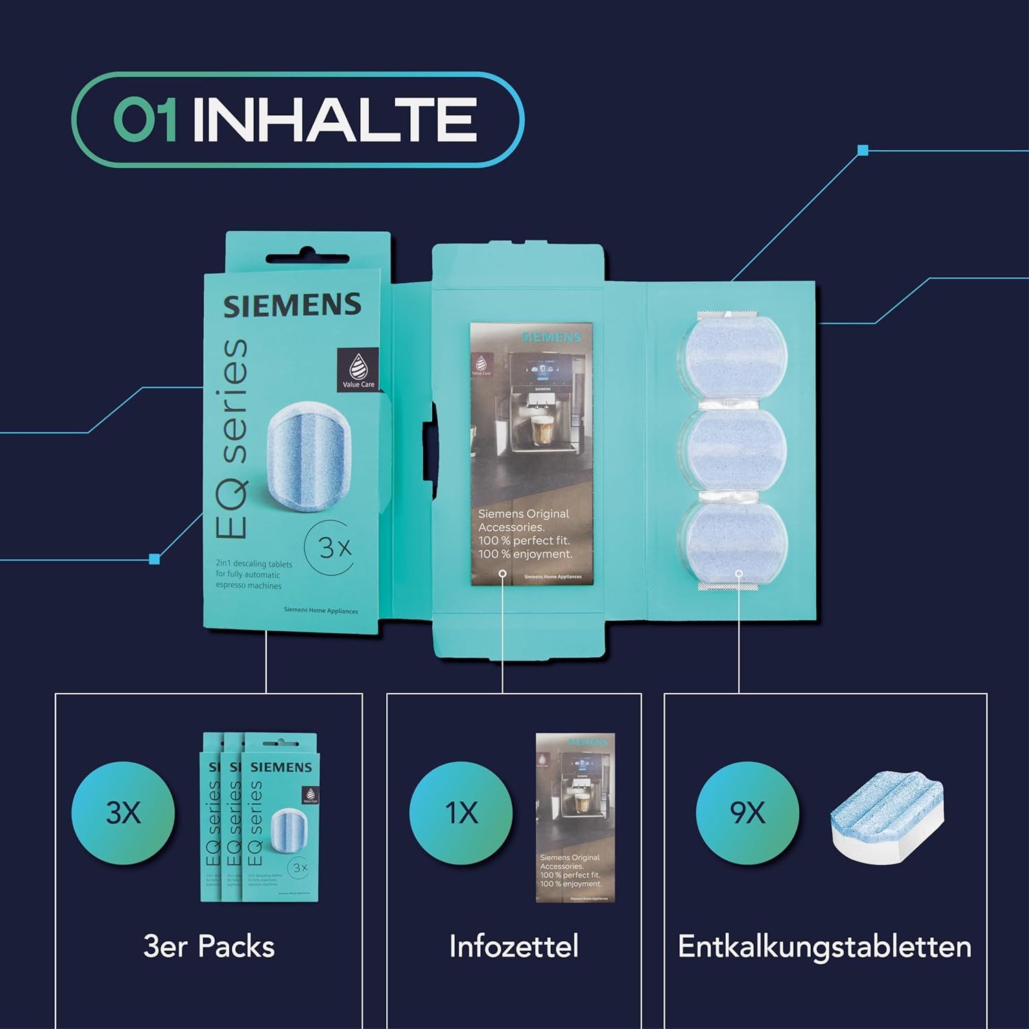 SIEMENS 2x3 Entkalkungstabletten Entkalkungstabletten (Spar-Set, [- TZ80002 Entkalkungstabletten Entkalker)