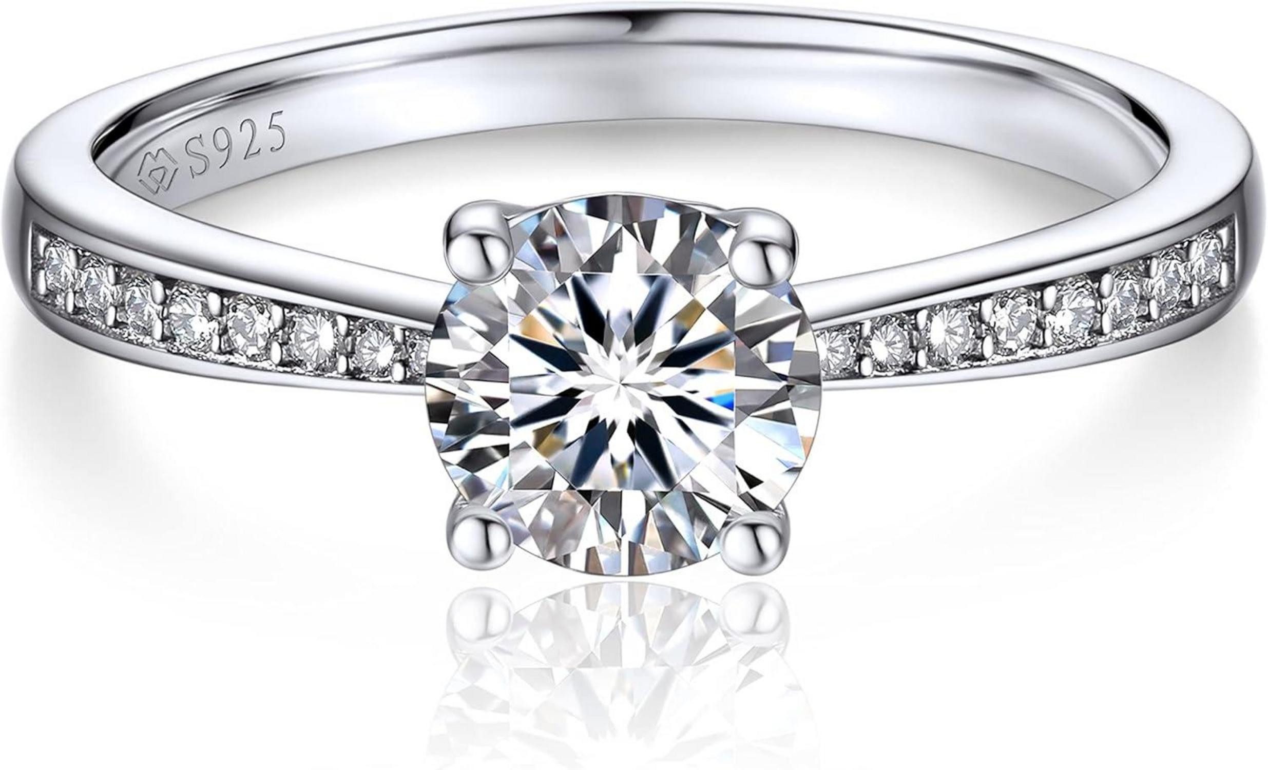 LuxusKollektion Verlobungsring Verlobungsring Damen 1 Karat Moissanite Diamant 925 Sterling Silber