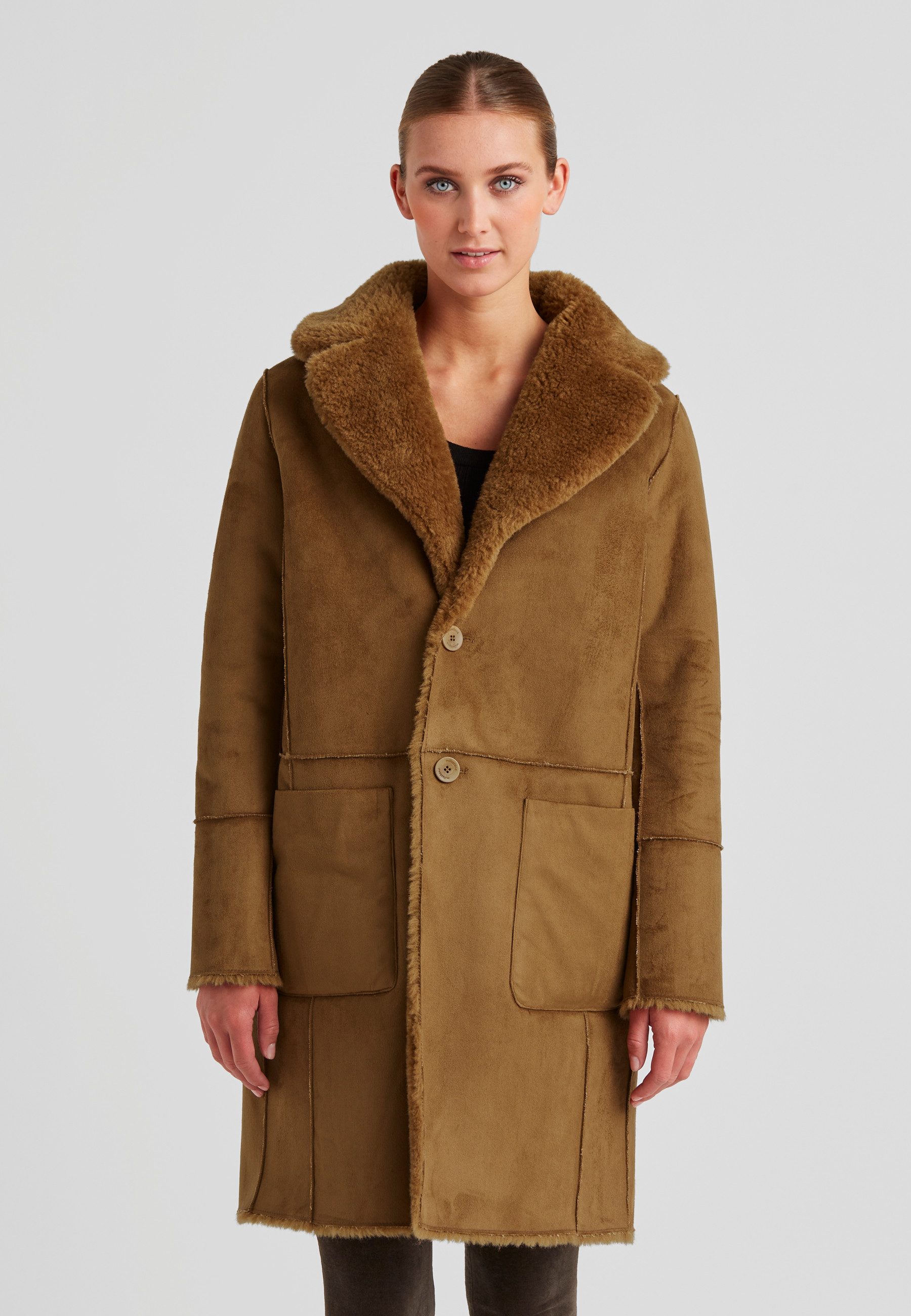 Milestone Fellimitatmantel MSAloe Lässiger Mantel zum Wenden im Suede-Look günstig online kaufen