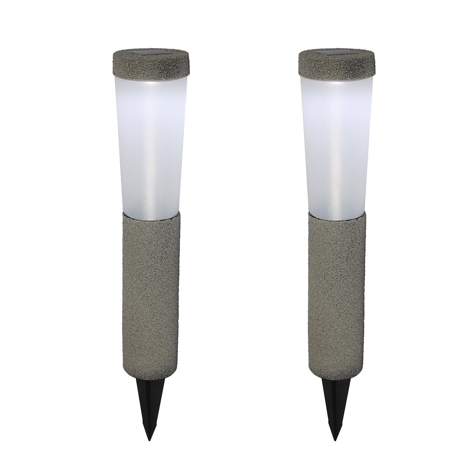 bmf-versand LED Solarleuchte Solarleuchten Garten 2er Set Wegeleuchten Solarlampe Außen Leuchte LED, Teichbeleuchtung, Gartenbeleuchtung, LED fest integriert, Kaltweiß, Wegebeleuchtung
