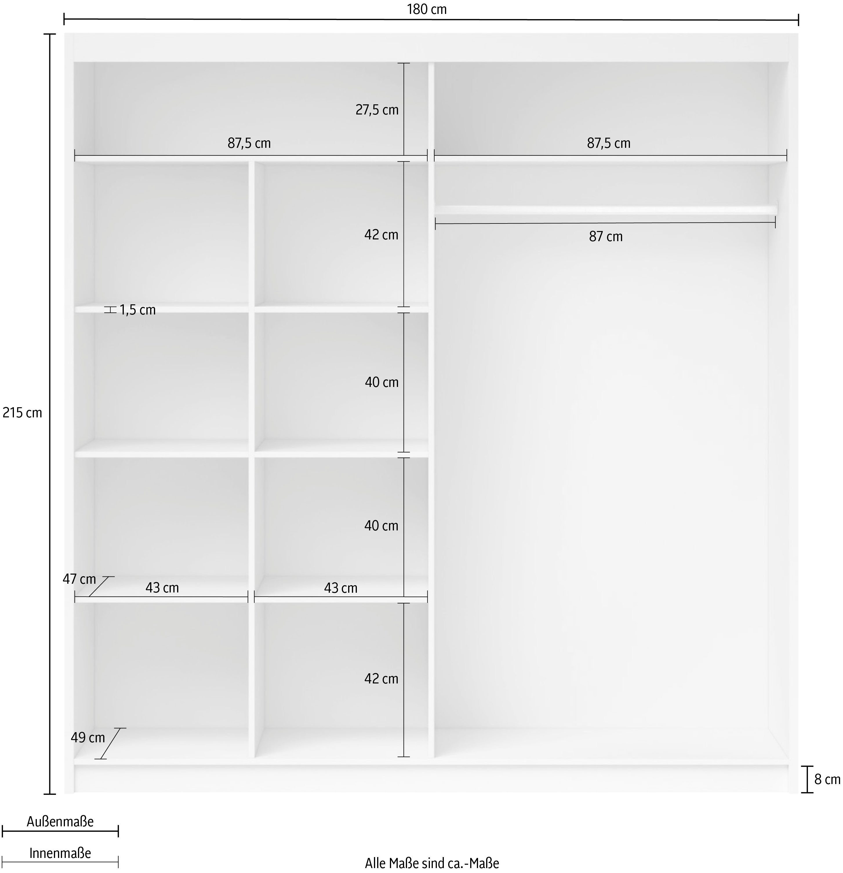 Helvetia Schiebetürenschrank Alfa Mit Spiegel | weiß weiß