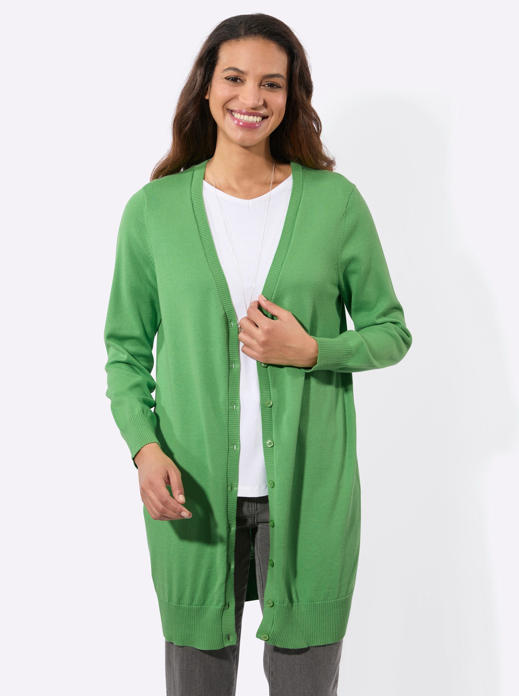Witt Strickjacke Long-Strickjacke Langarm Jersey