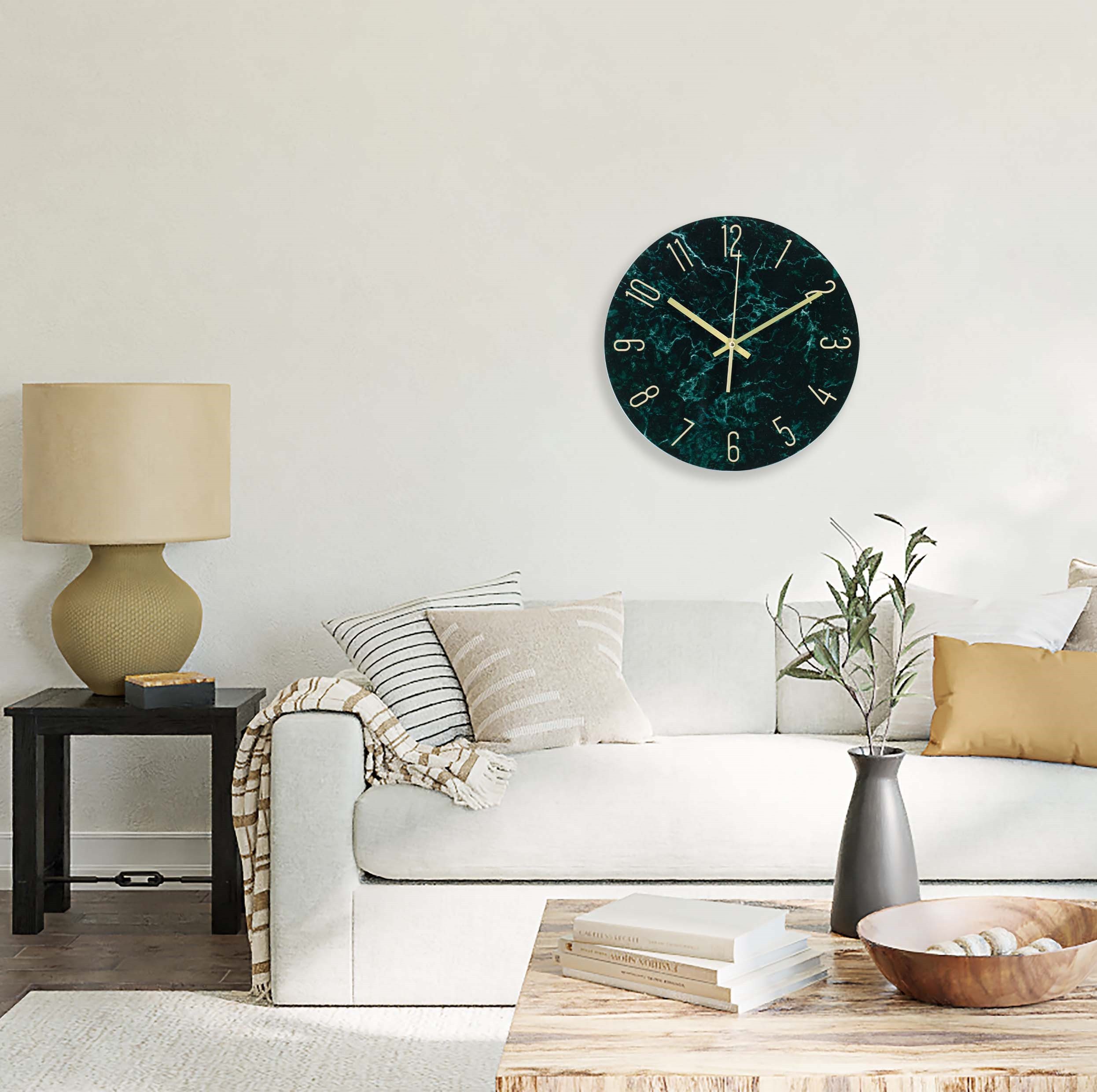 K&L Wall Art Wanduhr Steinoptik Glasuhr Analoge Wanduhr aus Glas Uhr Marmor günstig online kaufen