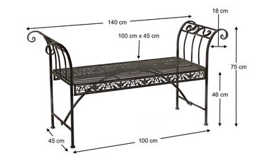 DanDiBo Gartenbank Gartenbank Wetterfest ohne Rückenlehne aus Metall Braun 96001 140 cm Bank Metallbank Sitzbank Garten