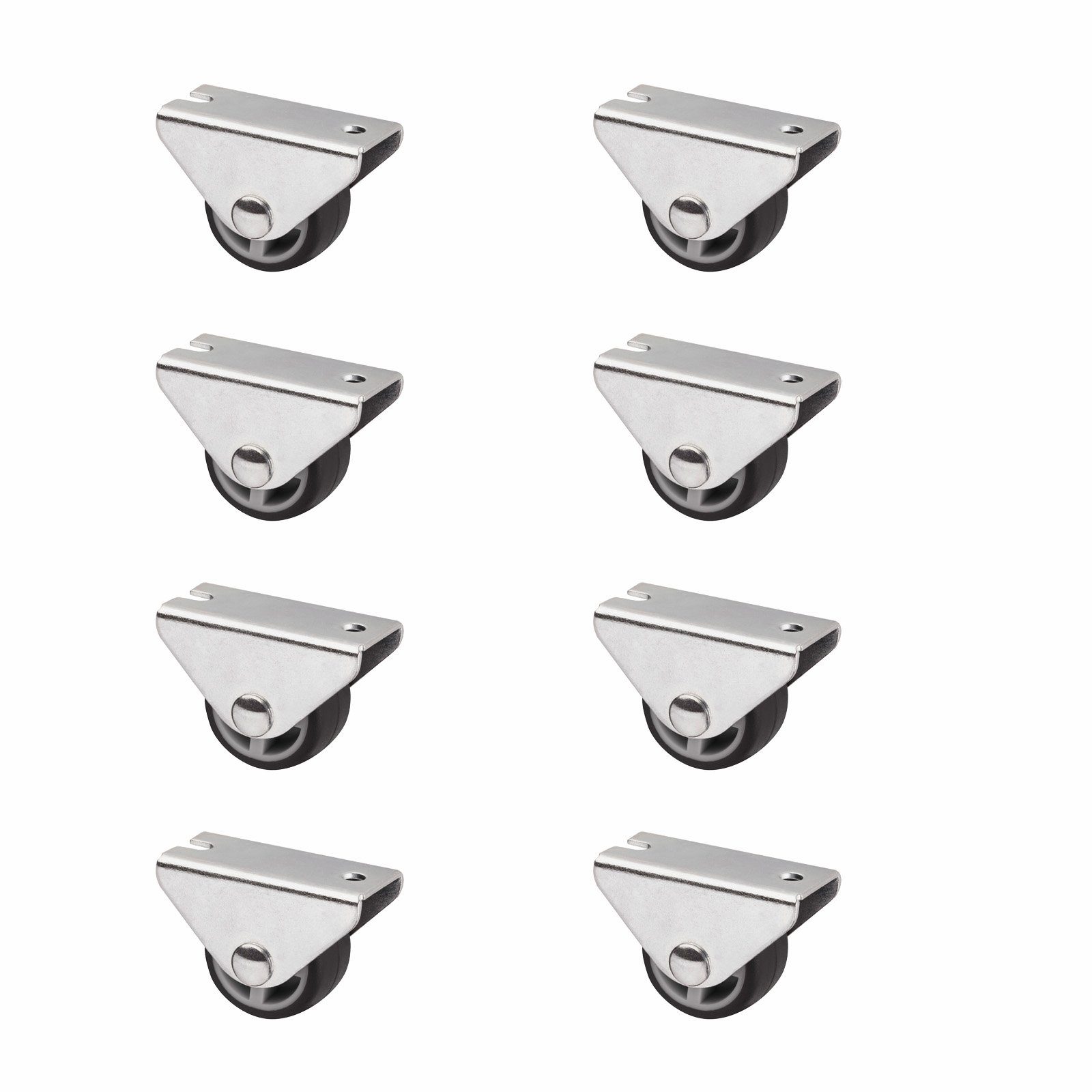 SO-TECH® Möbelrolle Unterbaurolle PASSAU, Ø 25 mm, Kastenrolle für die Unterbaumontage, 8 Stück