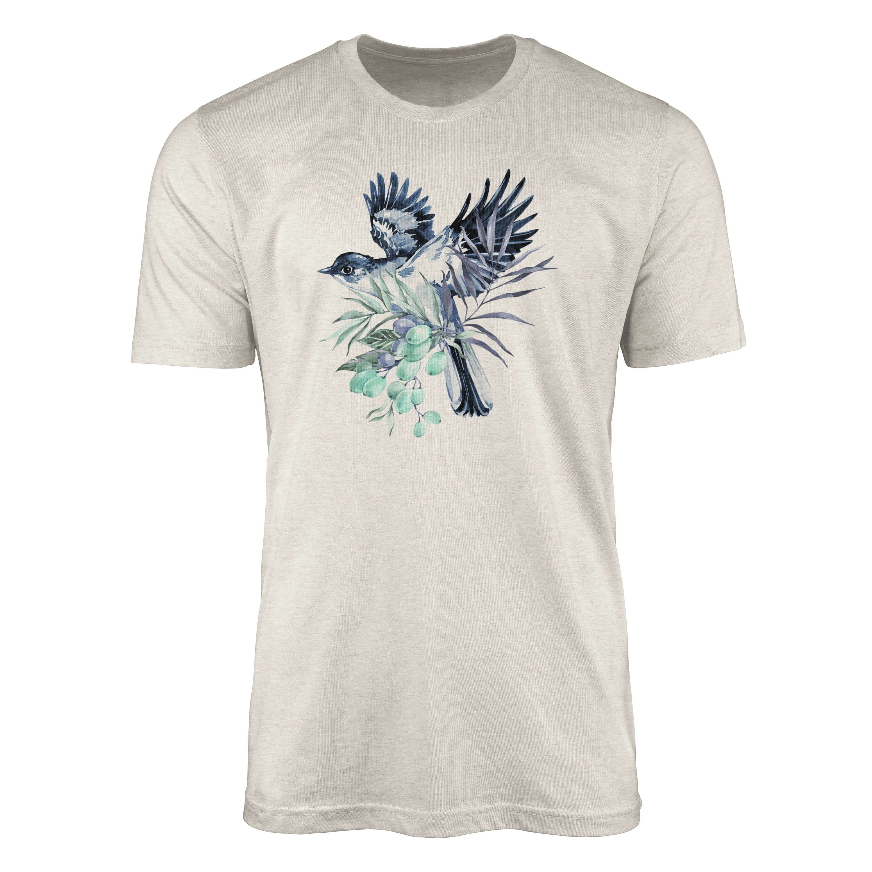 T-Shirt Aquarell Organic Art Motiv Shirt (1-tlg) T-Shirt Sperling Sinus Nachhaltig Ökomode Herren Farbe Bio-Baumwolle