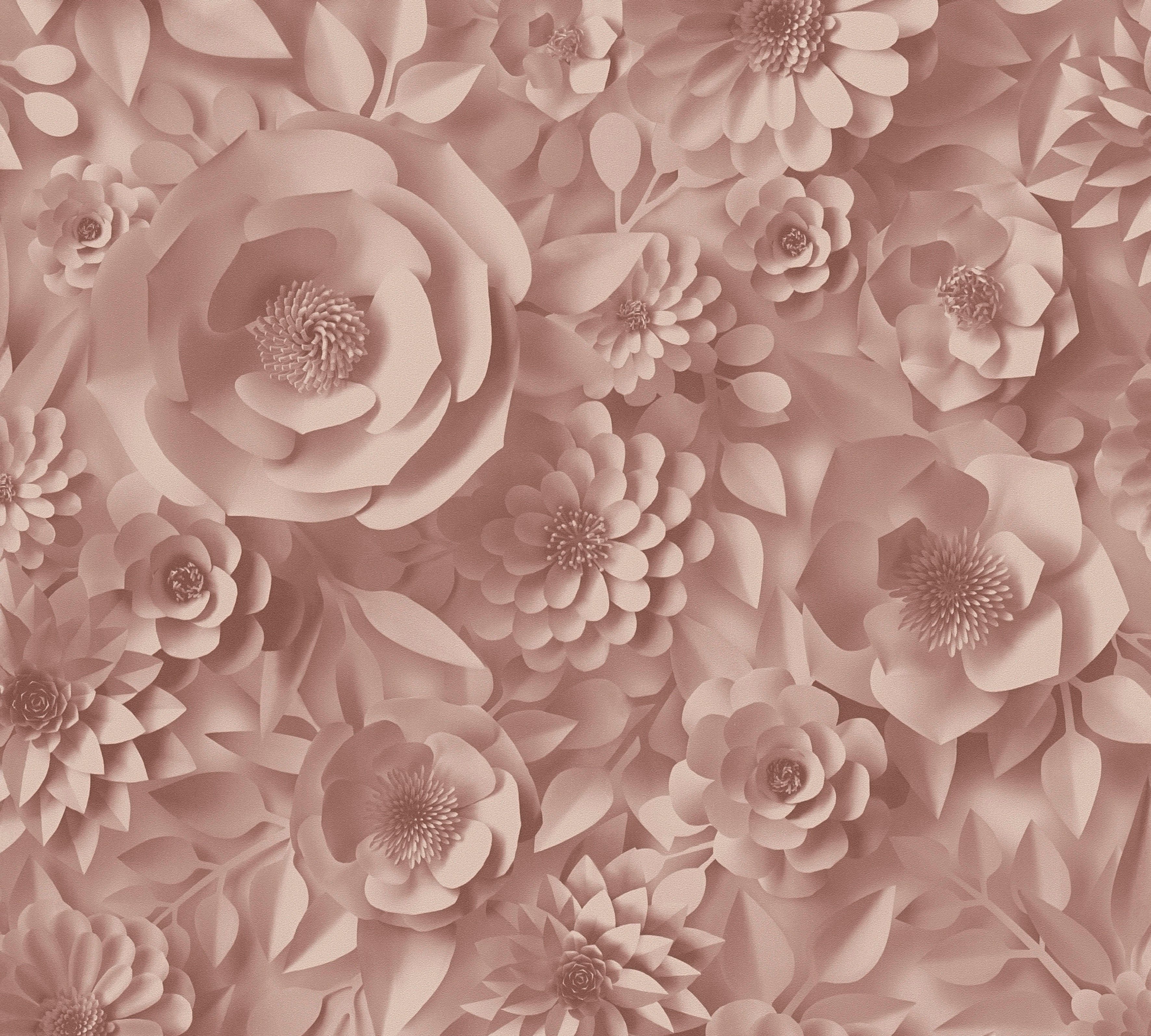A.S. Création Vliestapete PintWalls (1 Blumen St), rosa/weiß Optik, Blumenwand 3D matt, glatt