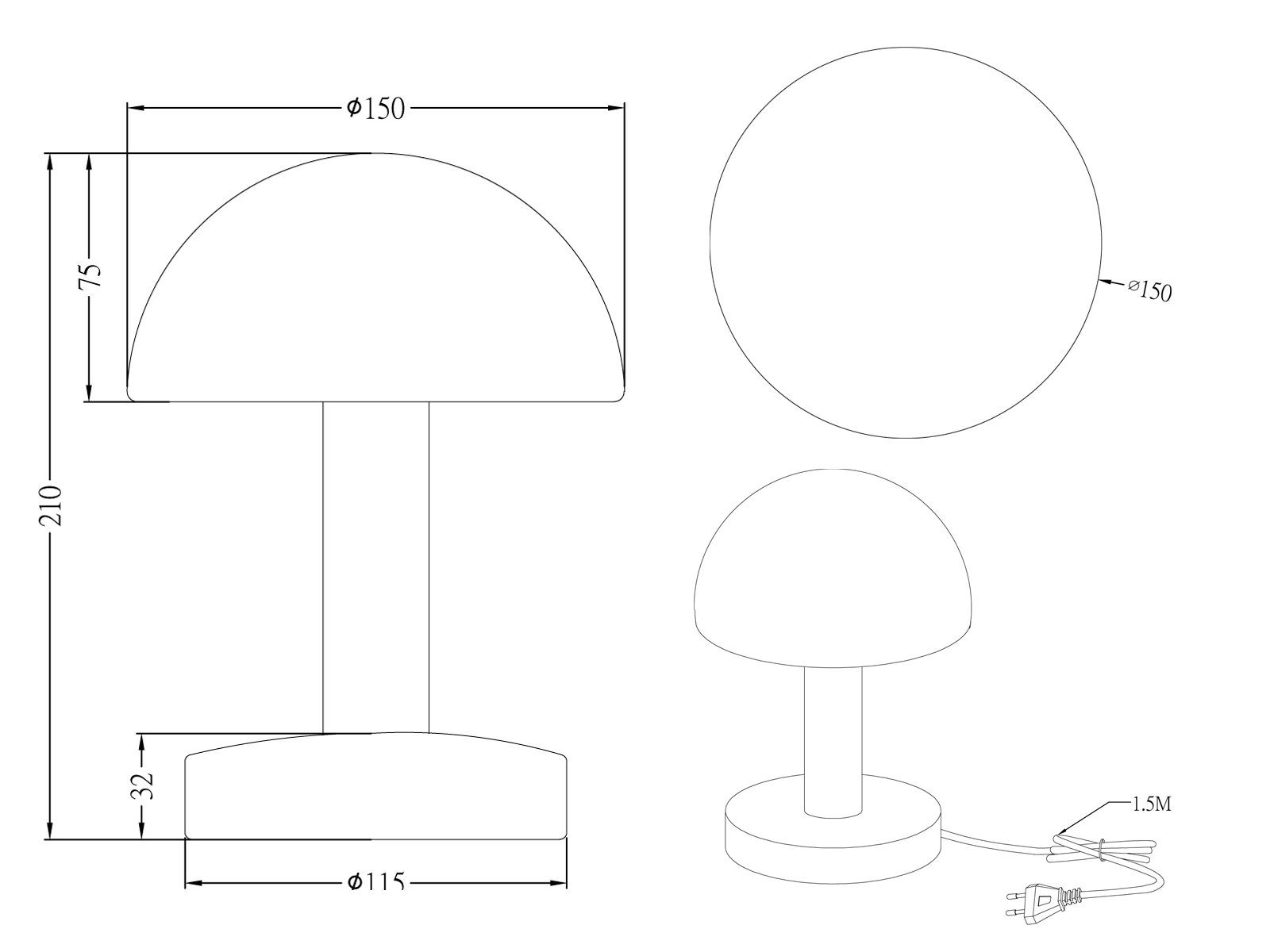 TRIO Leuchten LED Nachttischlampe, Dimmfunktion, LED wechselbar, Warmweiß, klein-e Bauhaus Pilz-lampe für Fensterbank mit Touch-funktion, H: 21cm