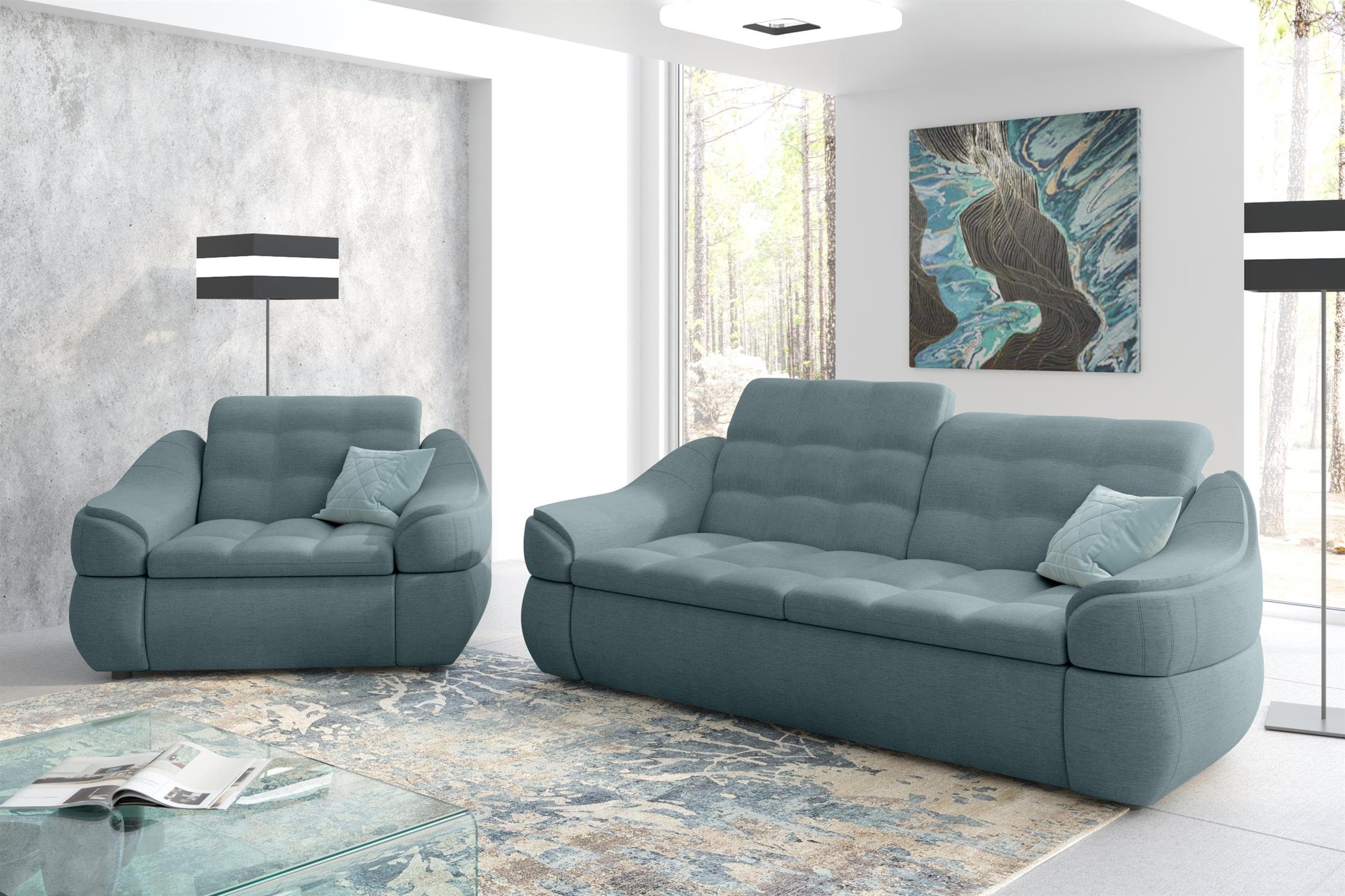 Stylefy Sofa made Europa Design, Alisa, in und Polstergarnitur aus (2-tlg), Sessel, 2-Sitzer Modern (Set bestehend