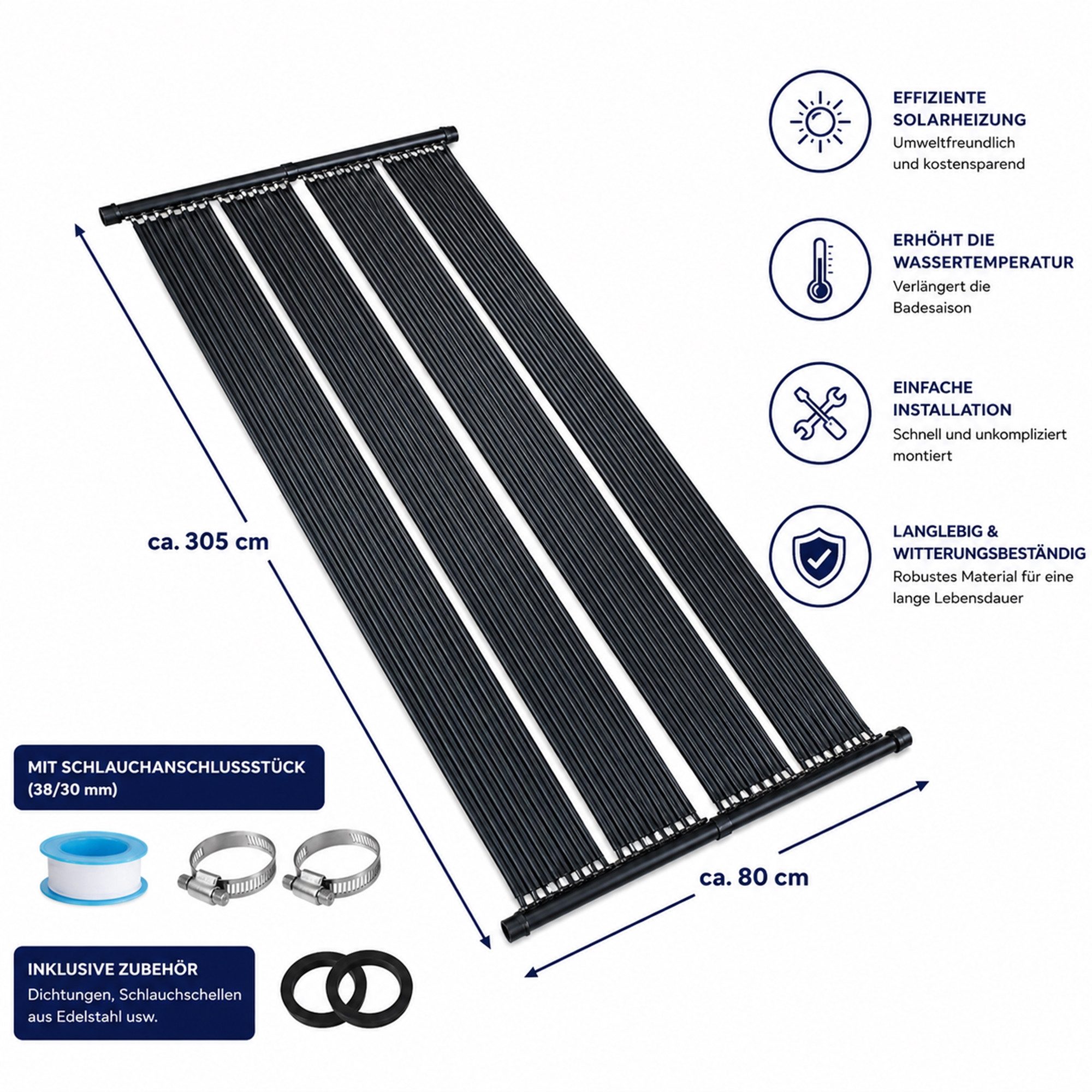 Mucola Pool-Wärmepumpe Solarheizung 305x80CM Poolheizung Wärmeplane Schwimmbadheizung (Stück, 1 tlg., Solarpaneel), Beliebig erweiterbar