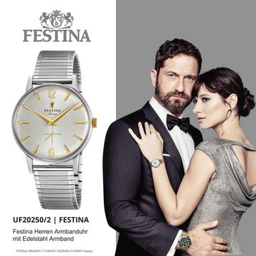 Festina Quarzuhr Festina Herren Uhr F20250/2 Analog, Herren Armbanduhr rund, Edelstahlarmband silber