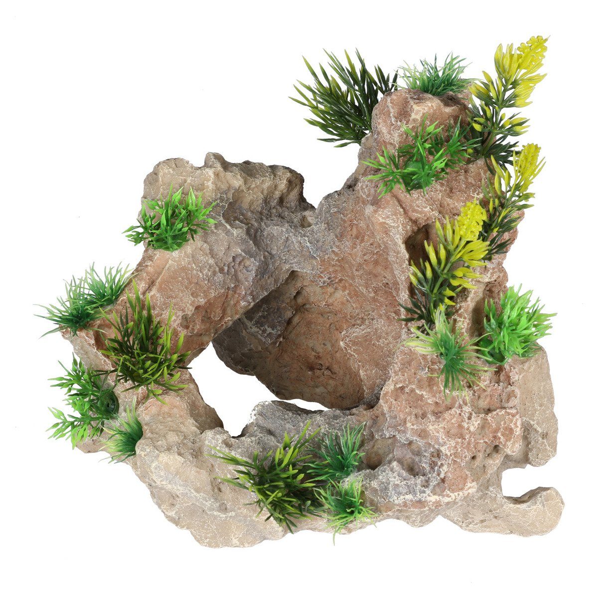 Aquariendeko Aquariumdekoration Kalksandstein mit Pflanzen