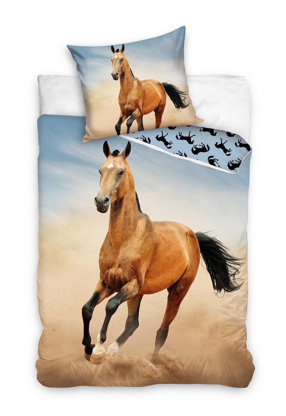 Bettwäsche Pony Pferd Bettwäsche - weiche Baumwolle 135x200 cm Kissen und Decke, Tinisu, Baumwolle