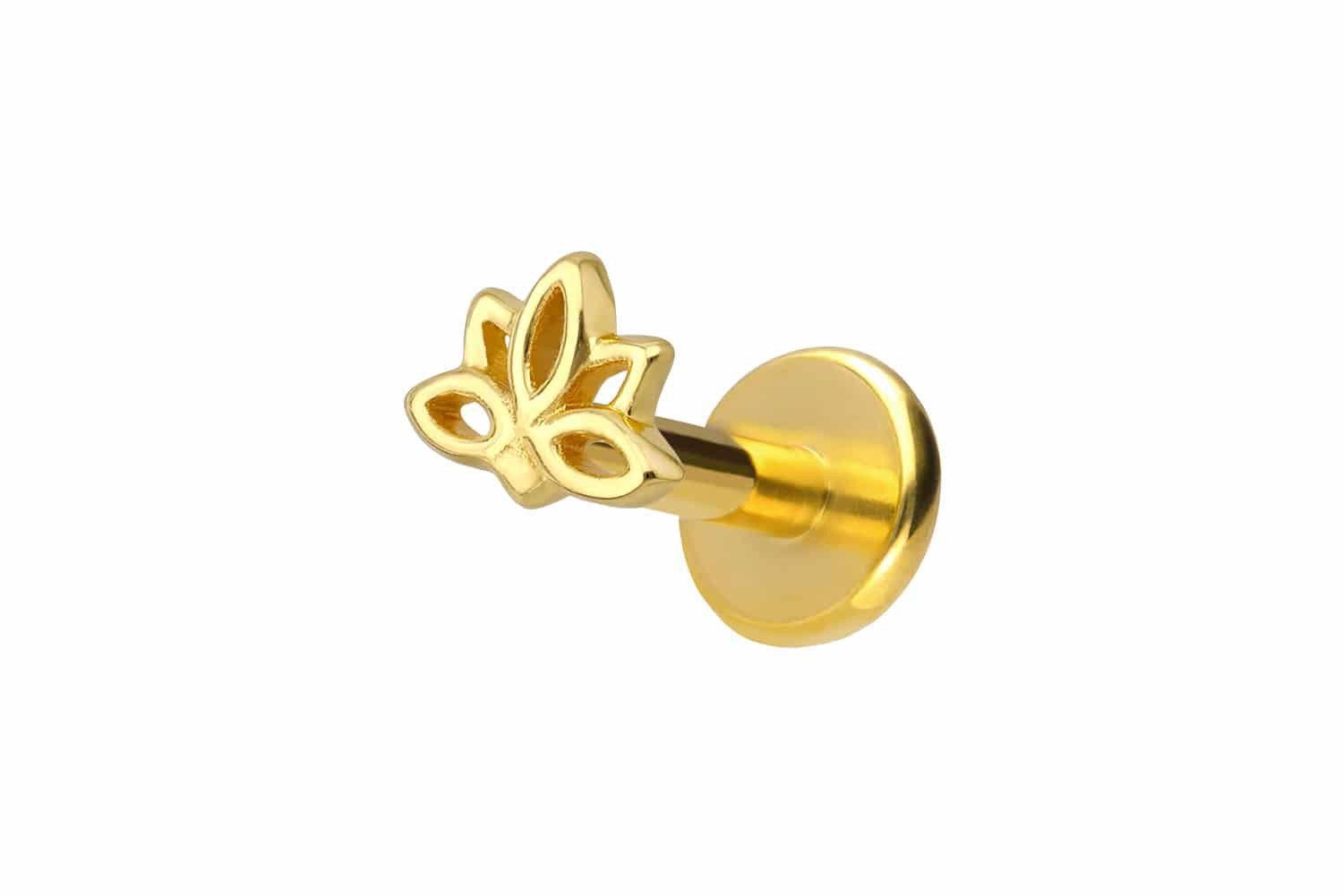 PIERCINGLINE Piercing-Set Titan Labret mit Innengewinde + 925er Silber Aufsatz LOTUSBLÜTE (Labrets, 1-tlg)