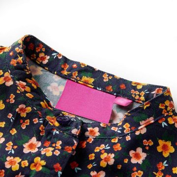 vidaXL Strickpullover Kinderhemd mit Stehkragen Blumenmuster Marineblau 116