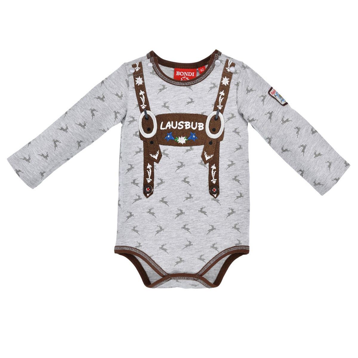 BONDI Langarmshirt BONDI Baby Langarm Body 'Lausbub' 91582, Grey Mel