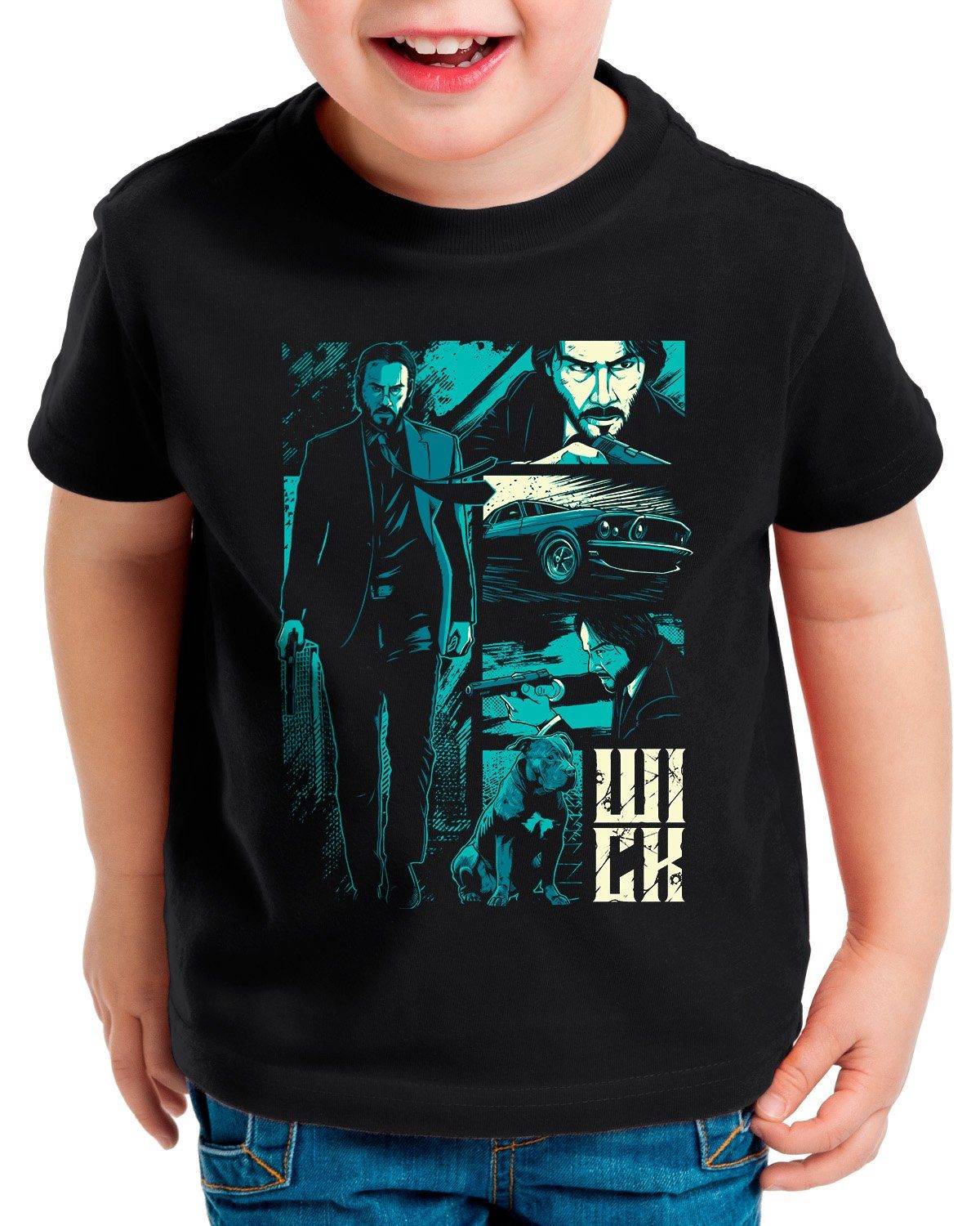 style3 Print-Shirt Kinder T-Shirt Get Him john wick keanu reeves 2 3 4 5 6 blu-ray dvd