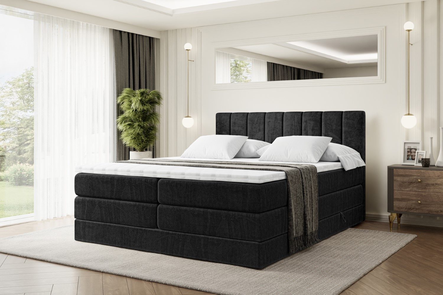 ALTDECOR Boxspringbett OTTA KING (Multipocket-Matratze H4 und H3 Matratze Bonellfederung Topper Kopfteil)