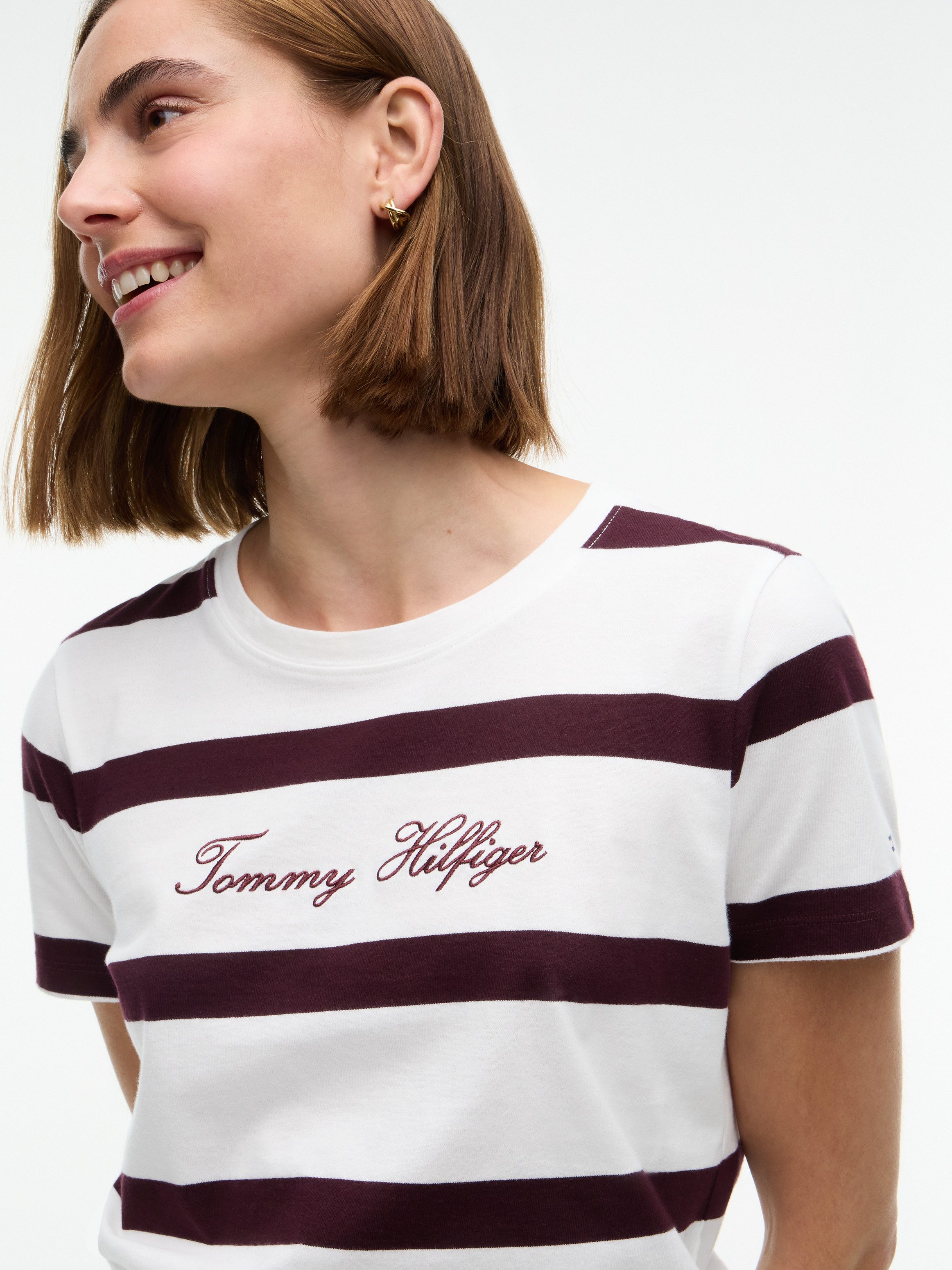 Tommy Hilfiger Kurzarmshirt SCRIPT REG C-NK SS T-SHIRT Baumwolle