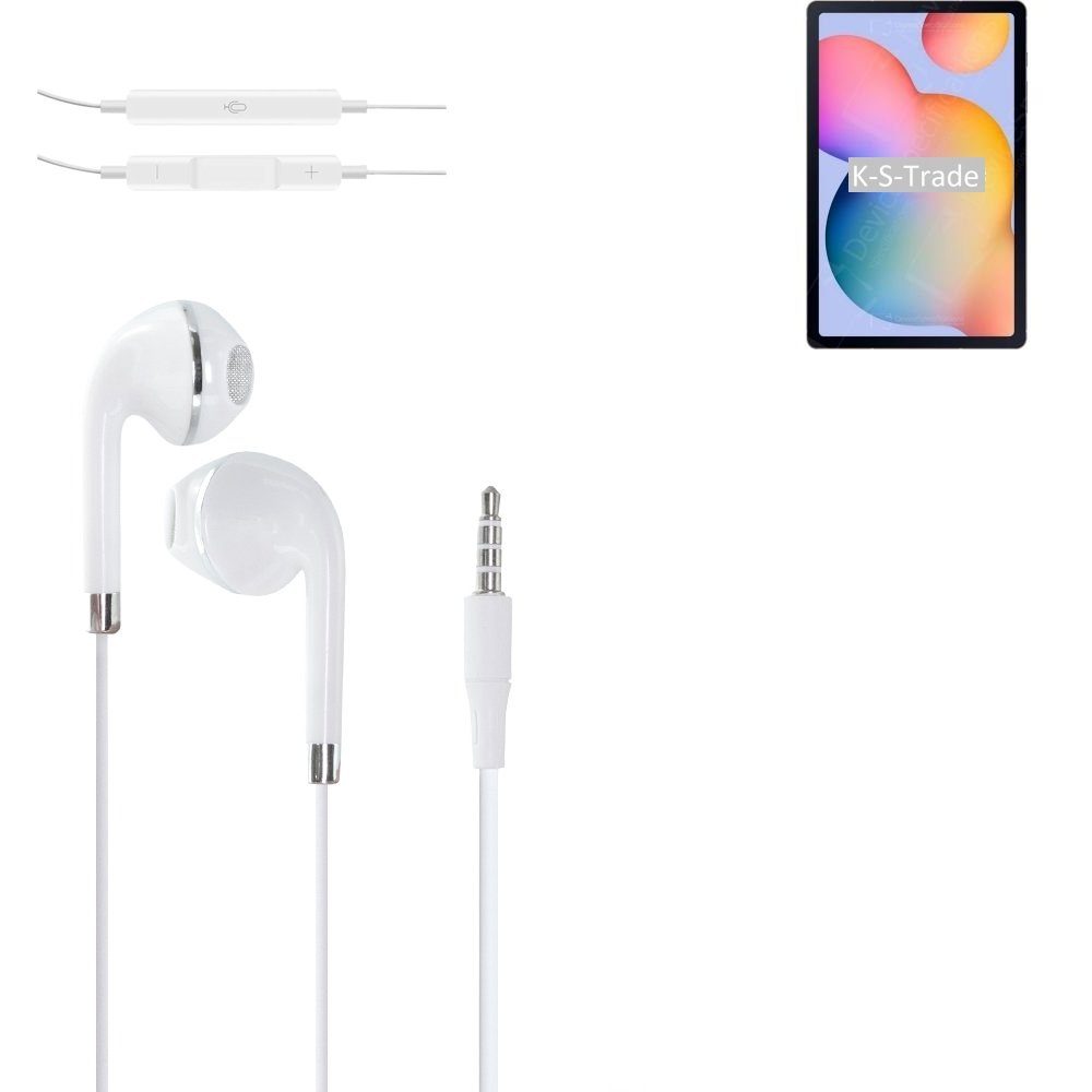 K-S-Trade für Samsung Galaxy Tab S6 Lite Wi-Fi In-Ear-Kopfhörer (Kopfhörer mit Mikrofon u Lautstärkeregler weiß 3,5mm Klinke)