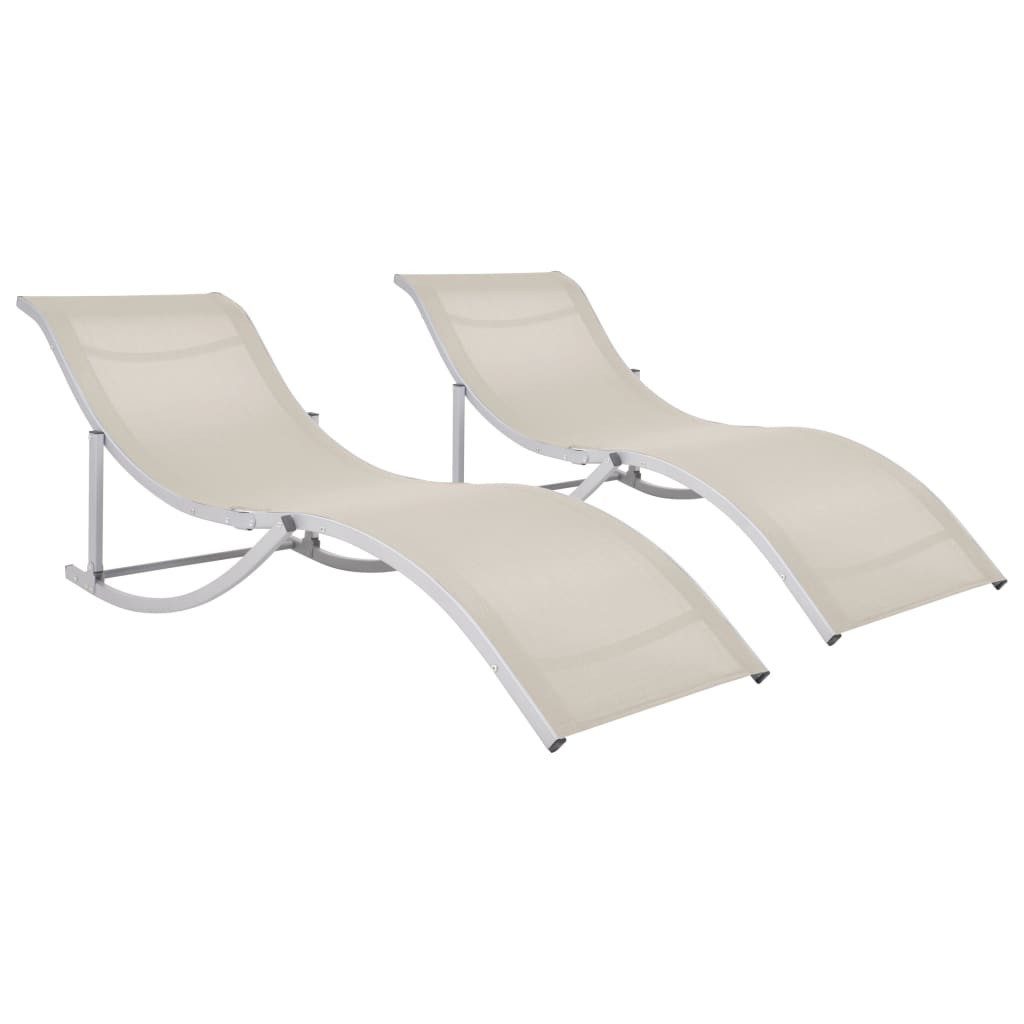vidaXL Gartenliege Klappbare Sonnenliegen 2 Stk. Cremeweiß Textilene, 2 St.