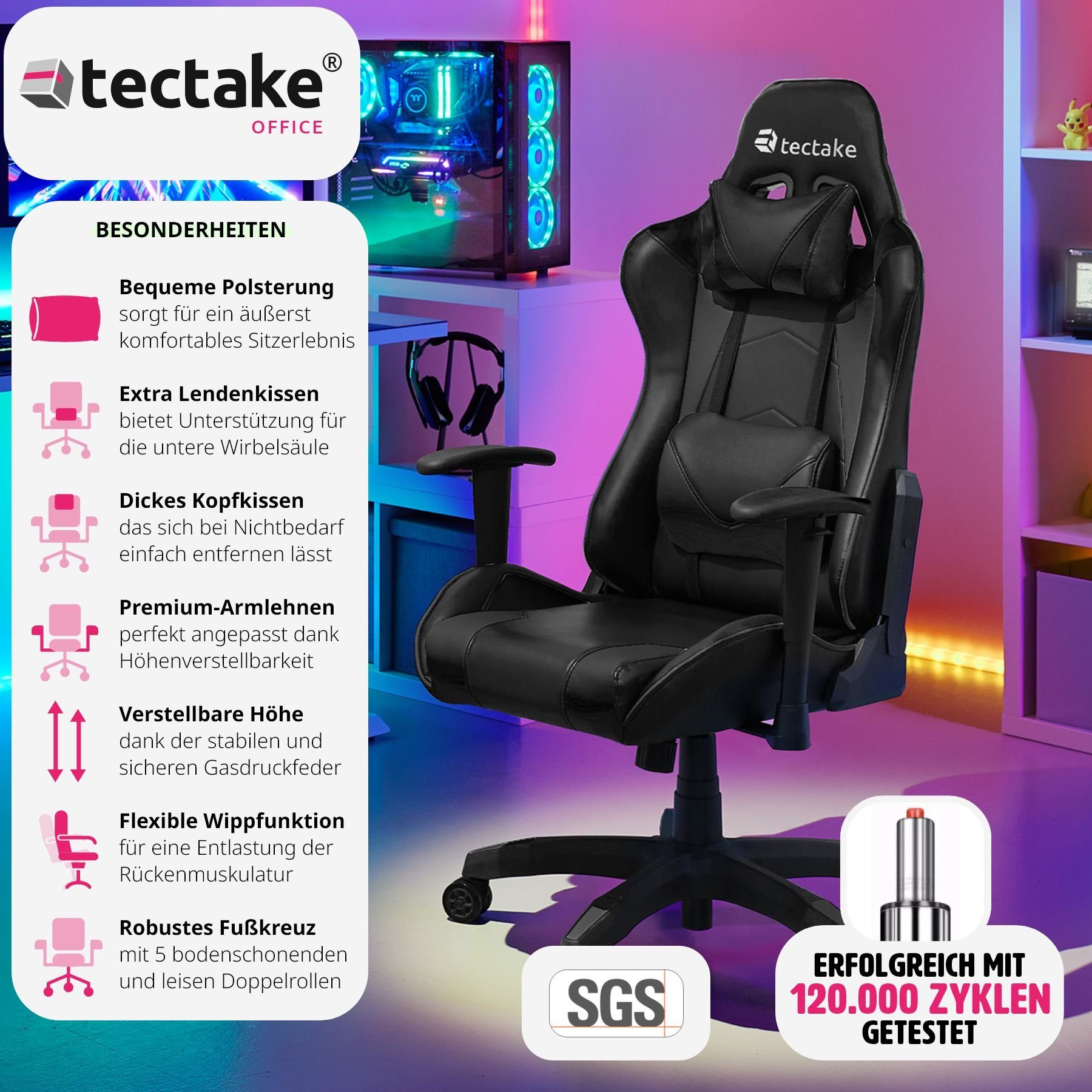 tectake Gaming-Stuhl Racing Gaming Stuhl (Set, 1 St), Dicke Polsterung für günstig online kaufen
