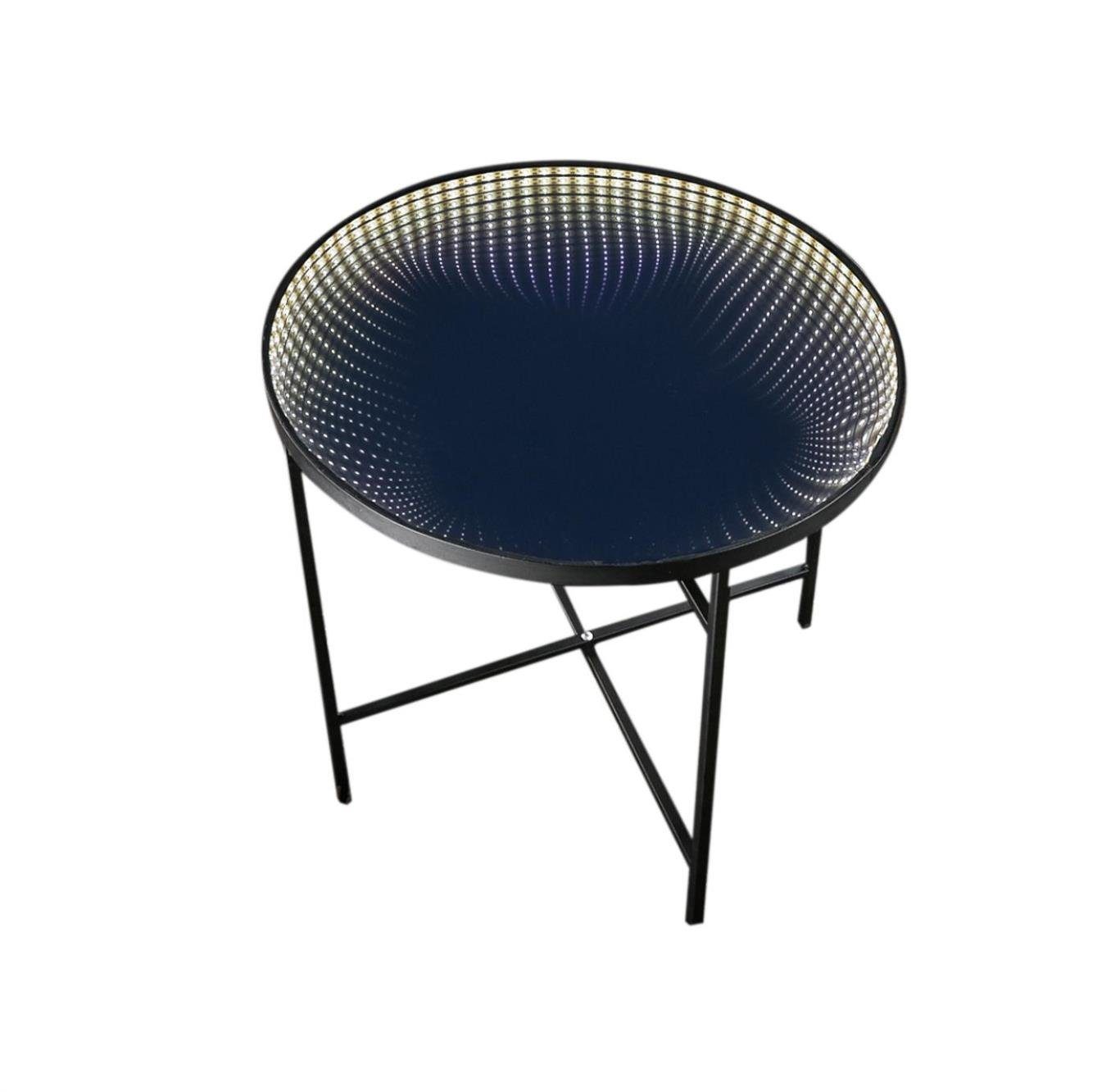 Spiegeltisch Beistelltisch 49cm MARELIDA Gartentisch Optik rund Infinity Tisch LED Endlos