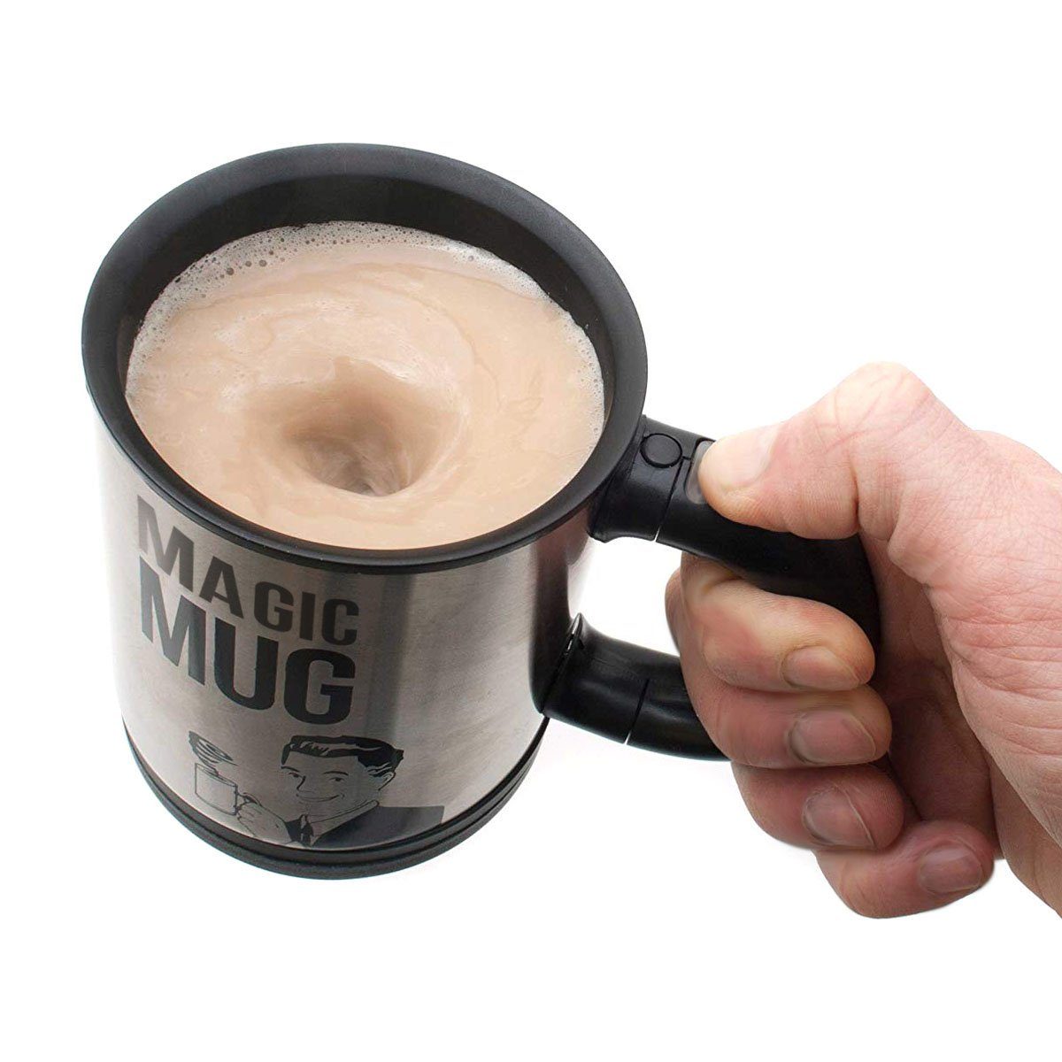 Goods+Gadgets Tasse Magic Mug Selbstrührender Becher, Kaffeebecher Kaffeetasse Thermosbecher