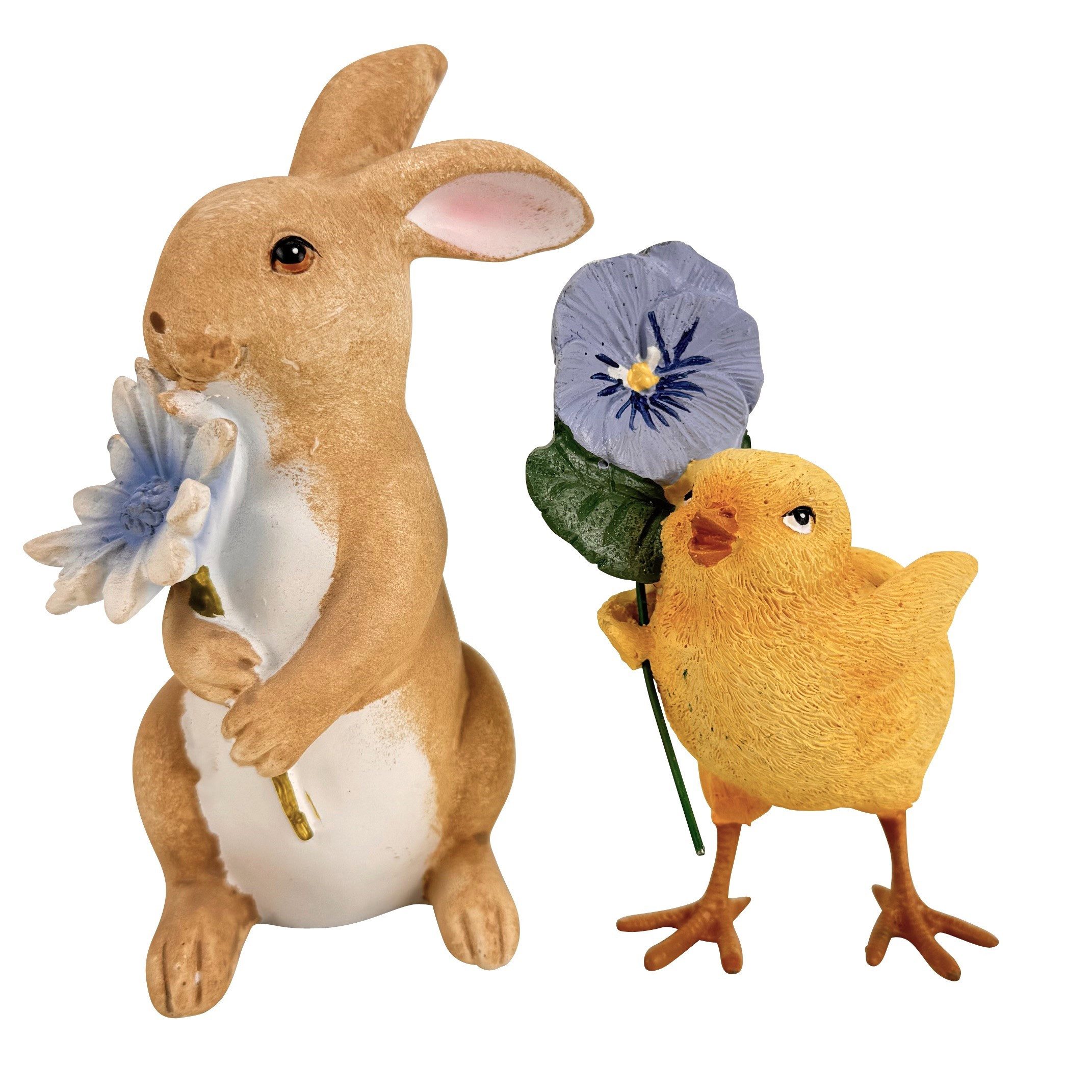 Online-Fuchs Dekofigur Osterhase mit 3 süßen Küken - Frühlingsdeko, Osterde günstig online kaufen