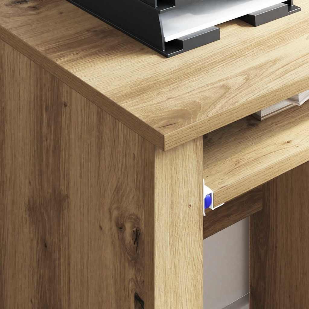 vidaXL Schreibtisch Tisch mit Rädern Artisan-Eiche Holzwerkstoff 91 x 50 x 77 cm (1-St) – Bild 4 von 5