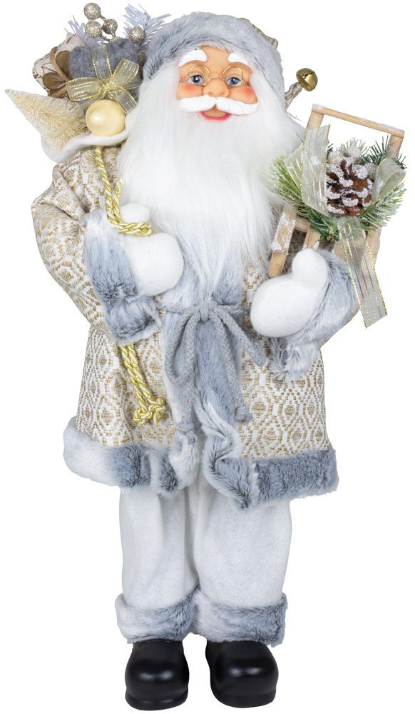 Christmas Paradise Weihnachtsmann Bjarne Dekofigur versch. Größen 45/60cm, weiß-gold-grau Weihnachtsdeko