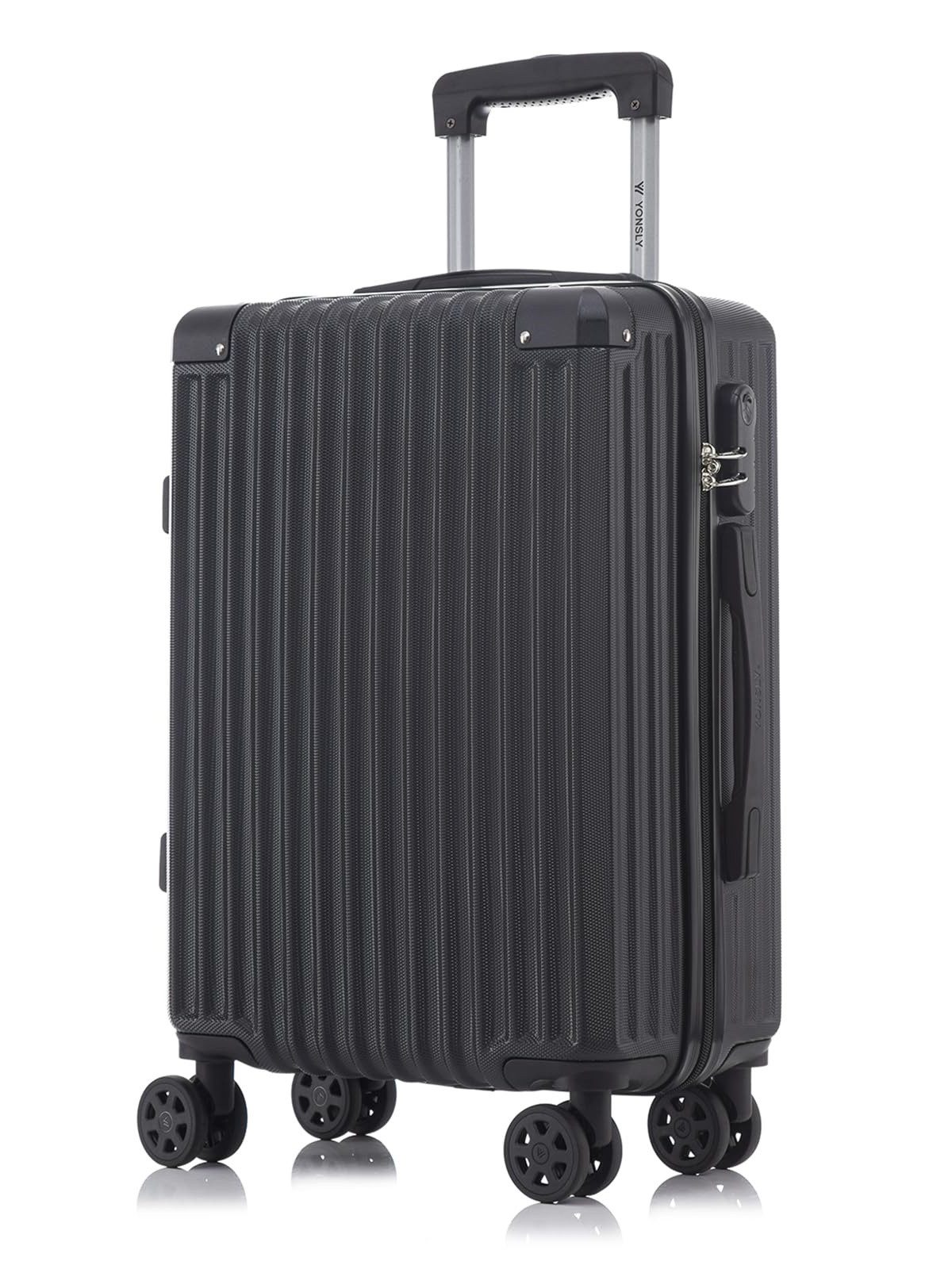 YONSLY Koffer Hartschalen-Reisekoffer Trolley Handgepäck, 4 Rollen, ABS-Hartschale, Zahlenschloss, weicher Gummigriff