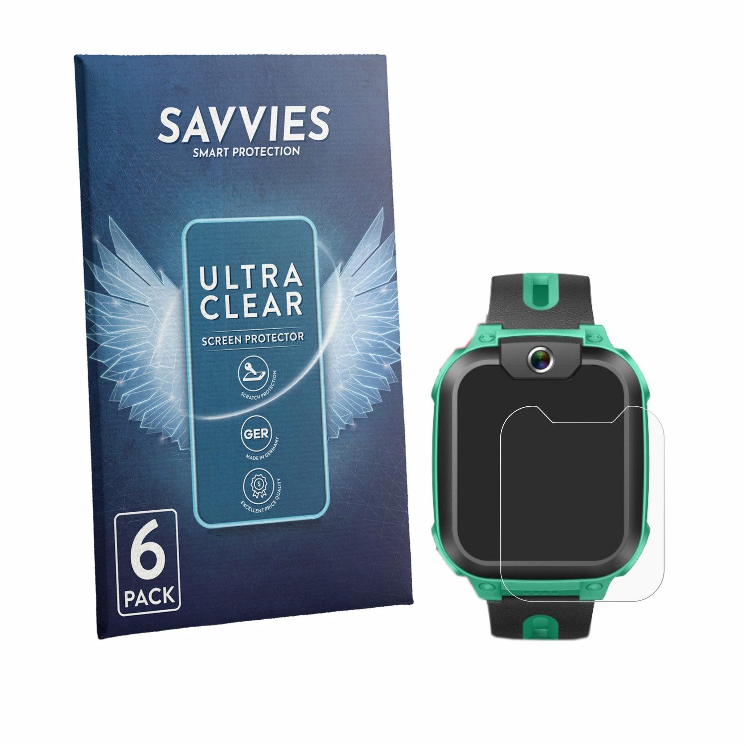 Savvies Displayschutzfolie Schutzfolie für Imoo Watch Phone Z1, 6 Stück, Displayschutz Schutz Folie Klar Transparent