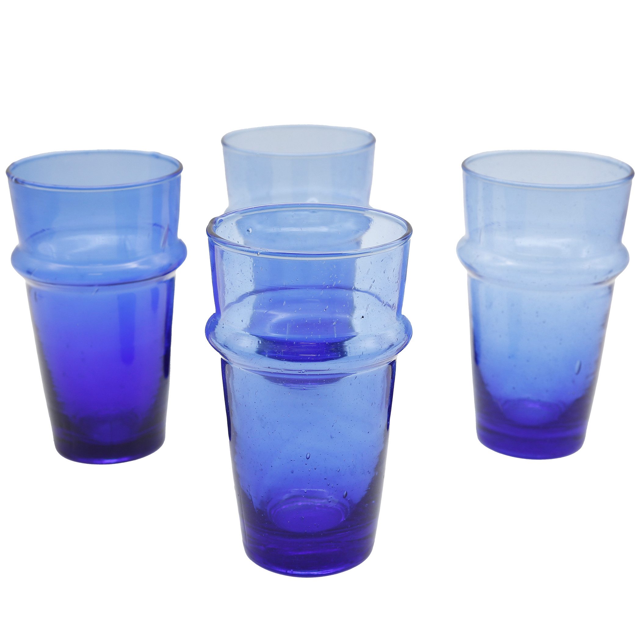 Casa Moro Gläser-Set Latte Macchiato Cocktail Gläser Set 4er Blau Dessertgläser Longdrink, 4-tlg., 4-teilig, 300 ml je Glas, für Kalt- und Heißgetränke, mundgeblasen