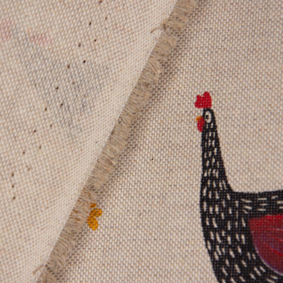 LEBEN. handmade Hühner Tischdecke schwarz, LEBEN. Mohnblume SCHÖNER SCHÖNER rot natur Tischdecke