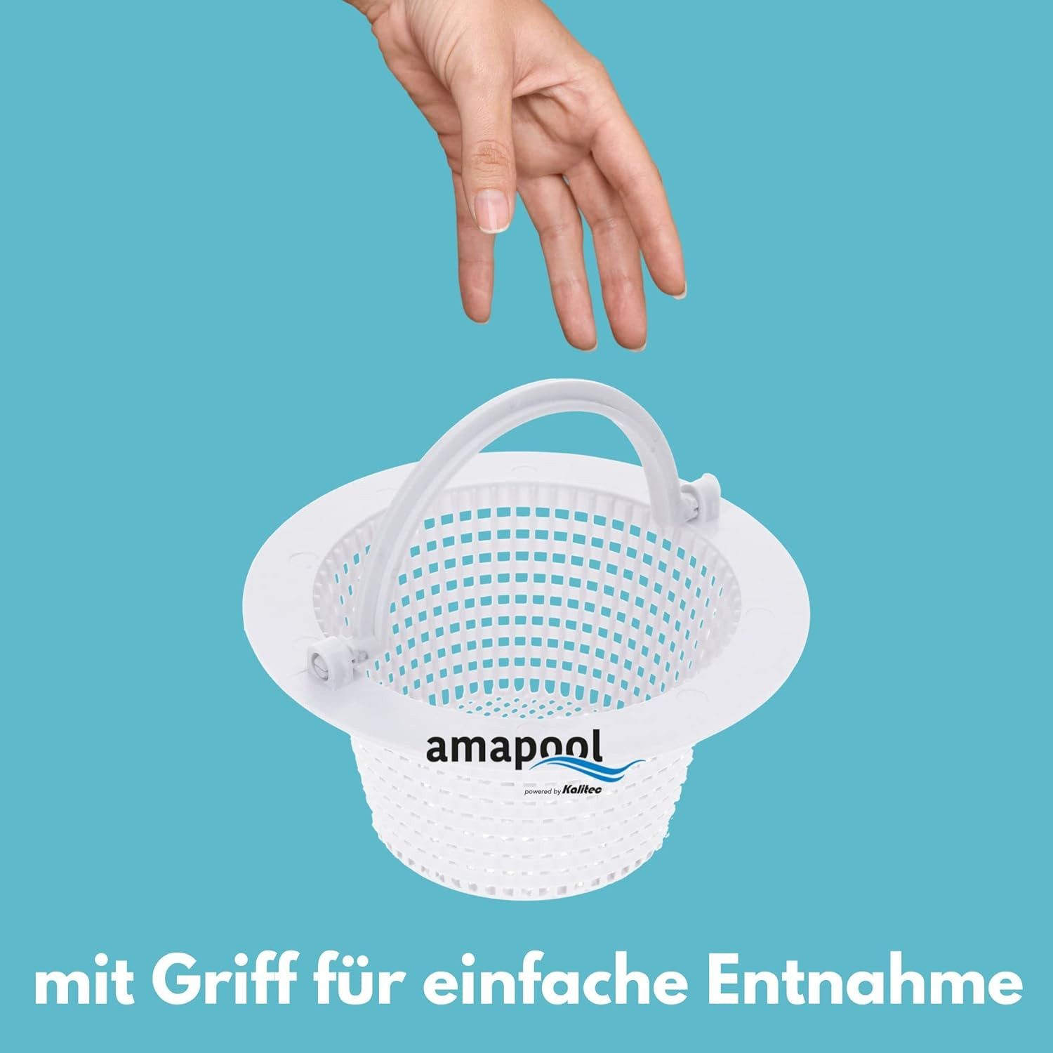 Amapool Poolschlauch Amapool Skimmerkorb zum einfachen entfernen von Verschmutzungen im Poo, (1 St), Amapool Skimmer Korb 16cm I Ersatzkorb für Standard Skimmer – Bild 4 von 5