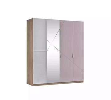 JVmoebel Kinderkleiderschrank Kleiderschrank Schrank Kinderzimmer Holz Rosa Spiegel 4 Türen Moden