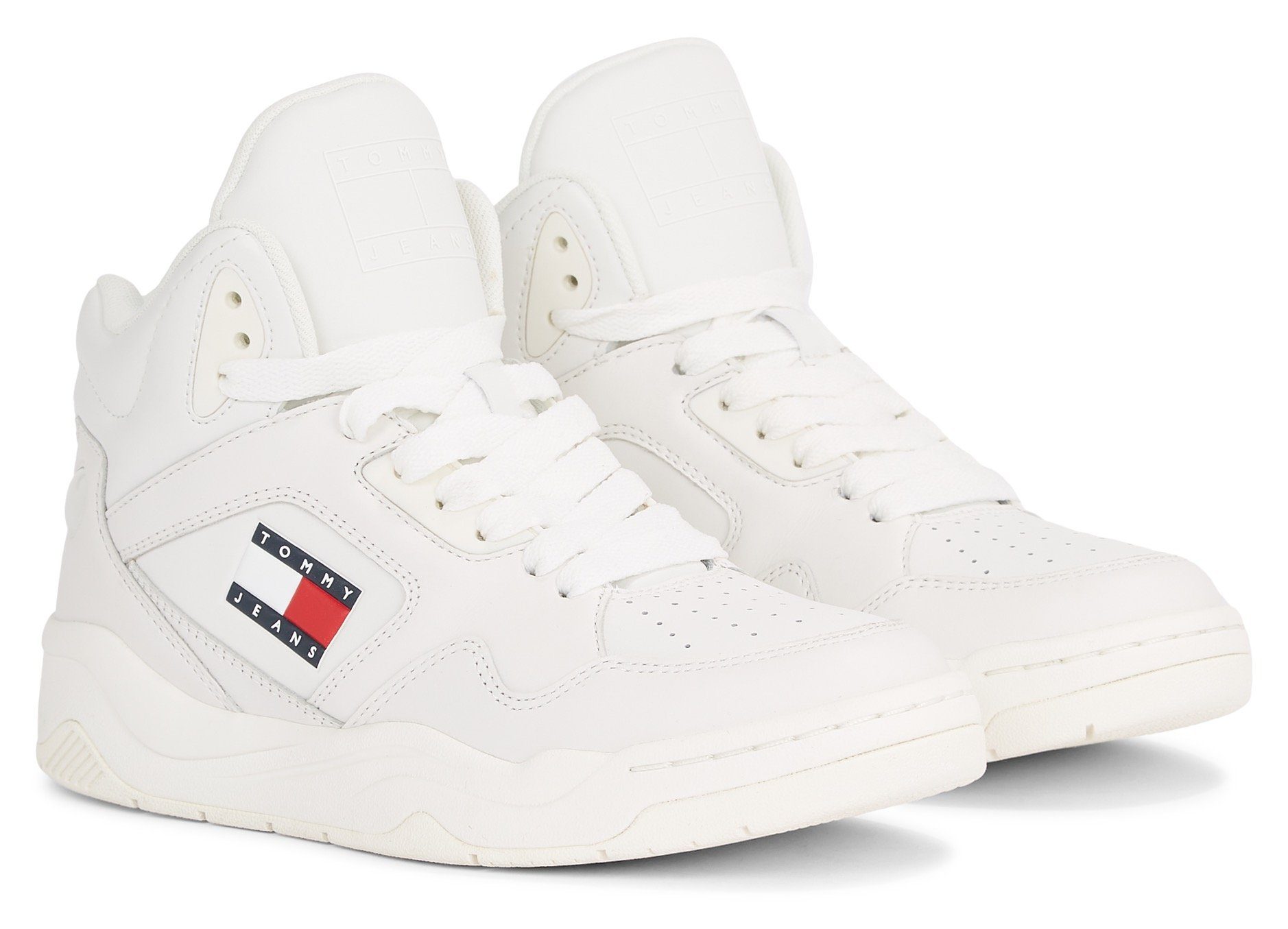 Tommy Jeans TJW NEW BASKET MC Plateausneaker, Streetwear, Schnürschuh, High Top-Sneaker, mit Logoflagge