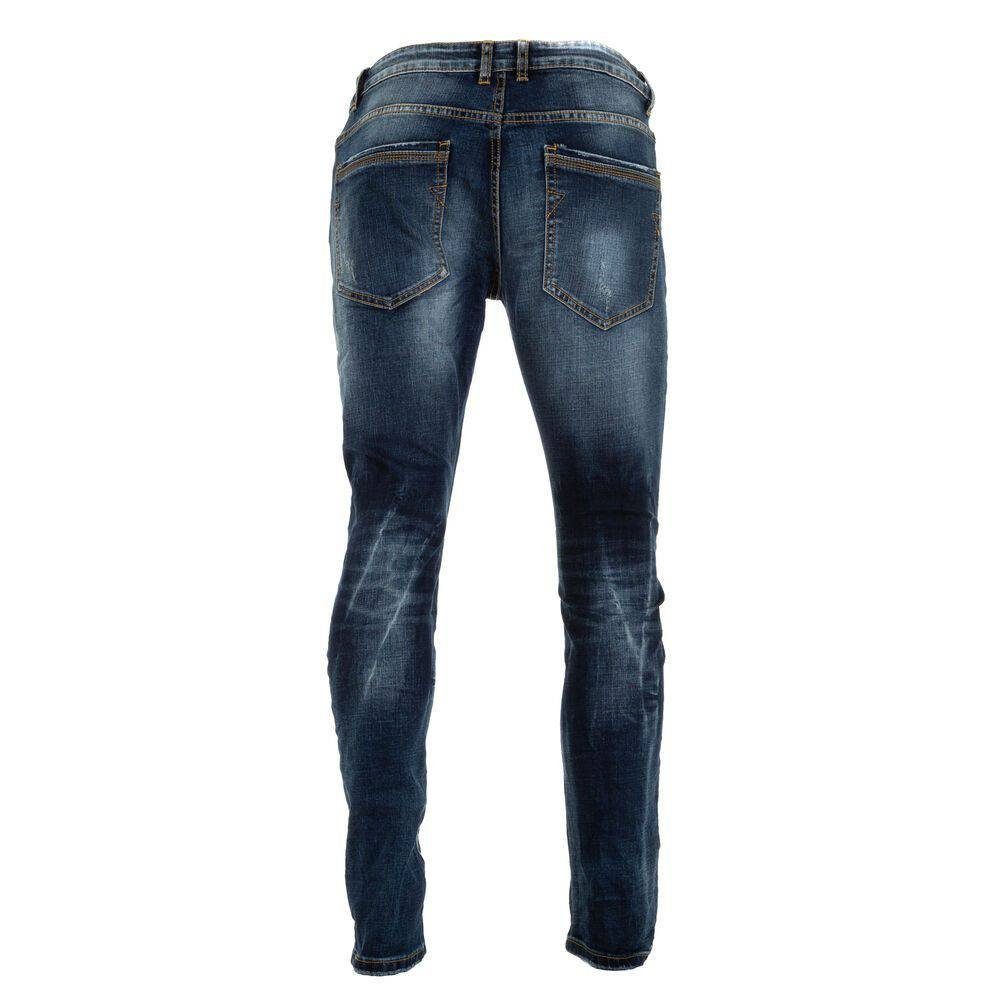 Ital-Design Stretch-Jeans Jeans Freizeit in Herren Blau Used-Look