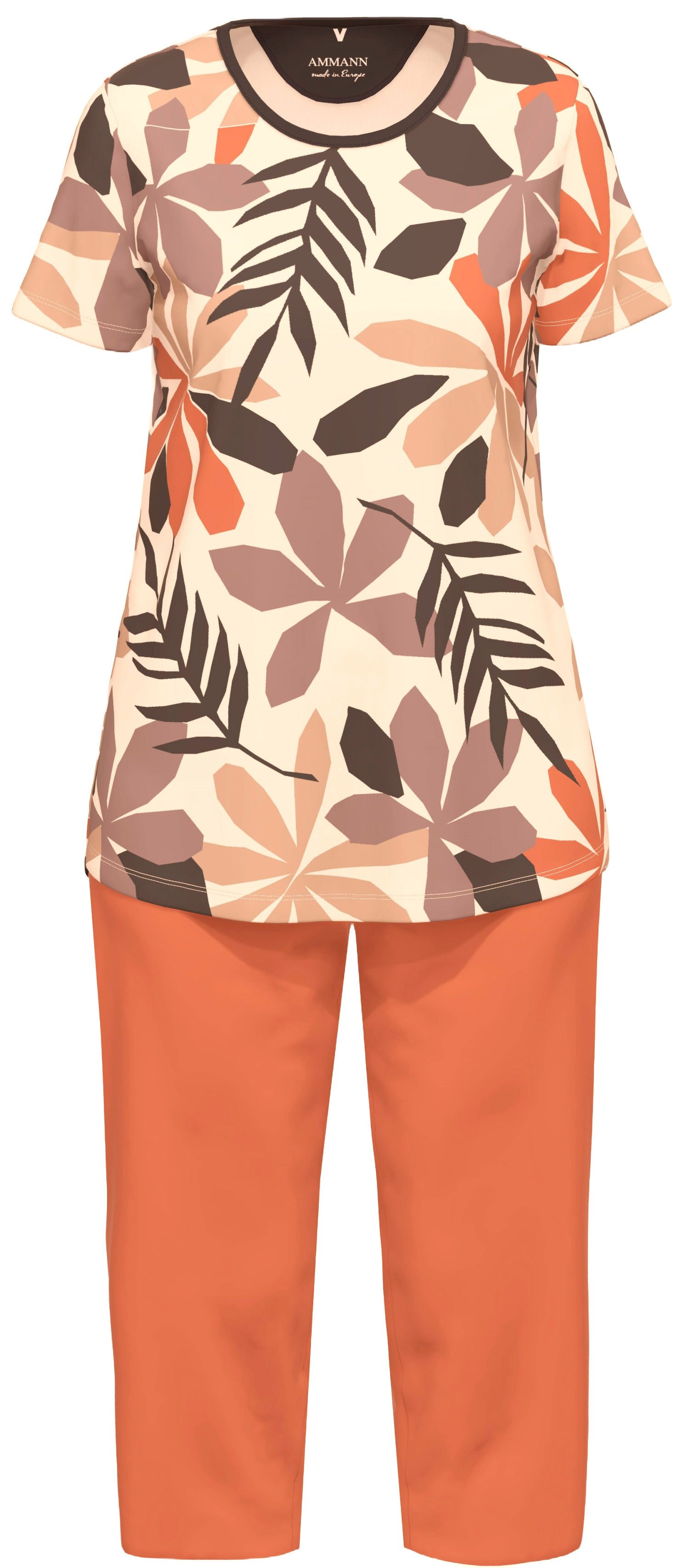 Ammann Schlafanzug Damen Pyjama Capri Hose (2 tlg) Baumwolle