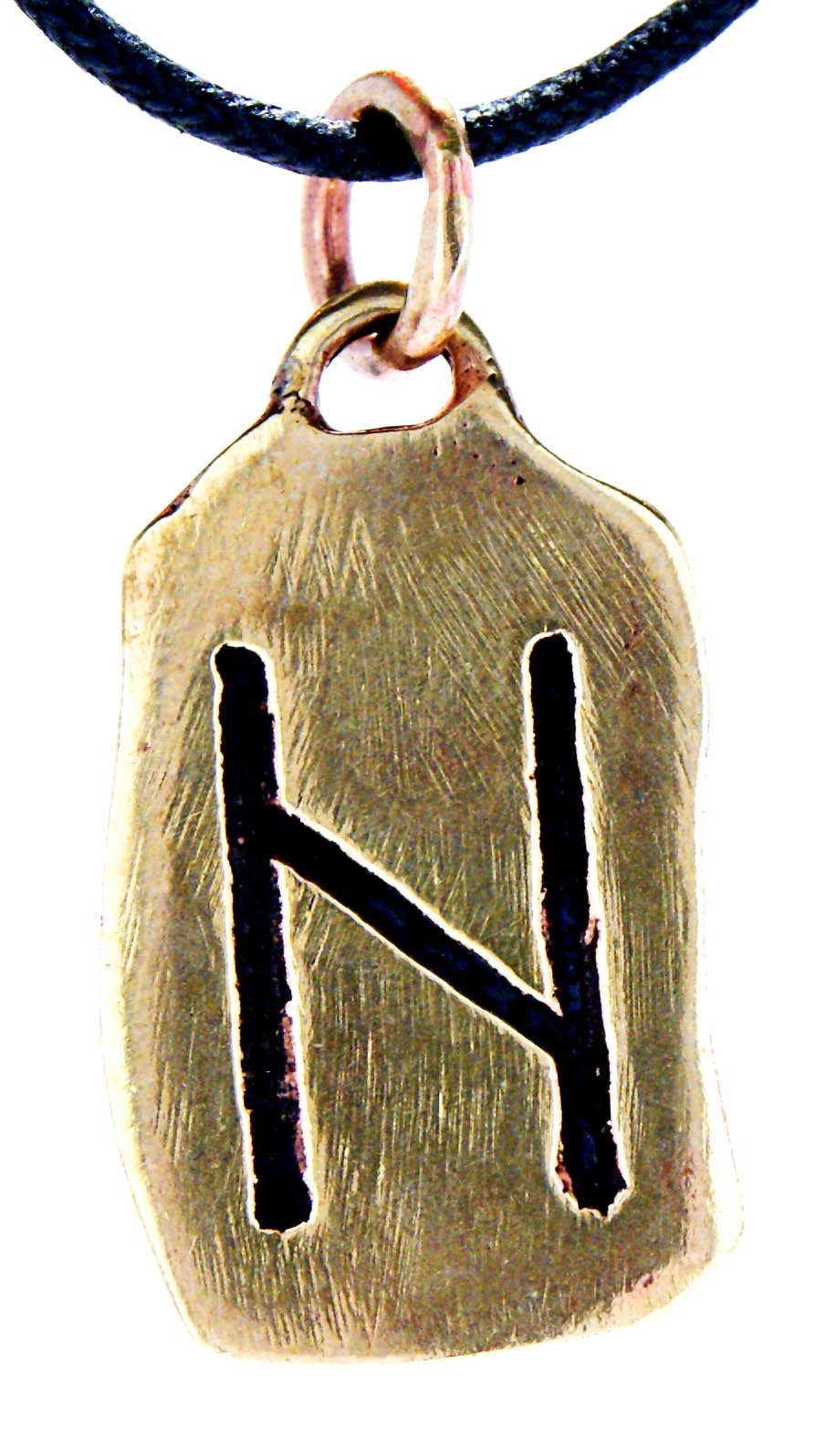Kiss of Leather Kettenanhänger Rune Runen Anhänger Bronze Buchstabe H Hagalaz Haegl Hagel Zerstörung