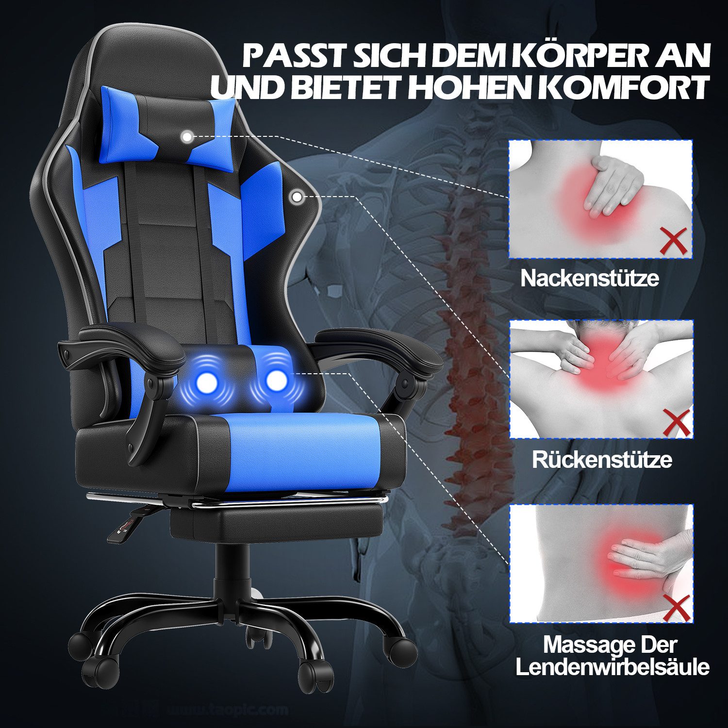 HOMALL Gaming-Stuhl Bürostuhl mit Massagefunktion 150kg,Ergonomischer günstig online kaufen
