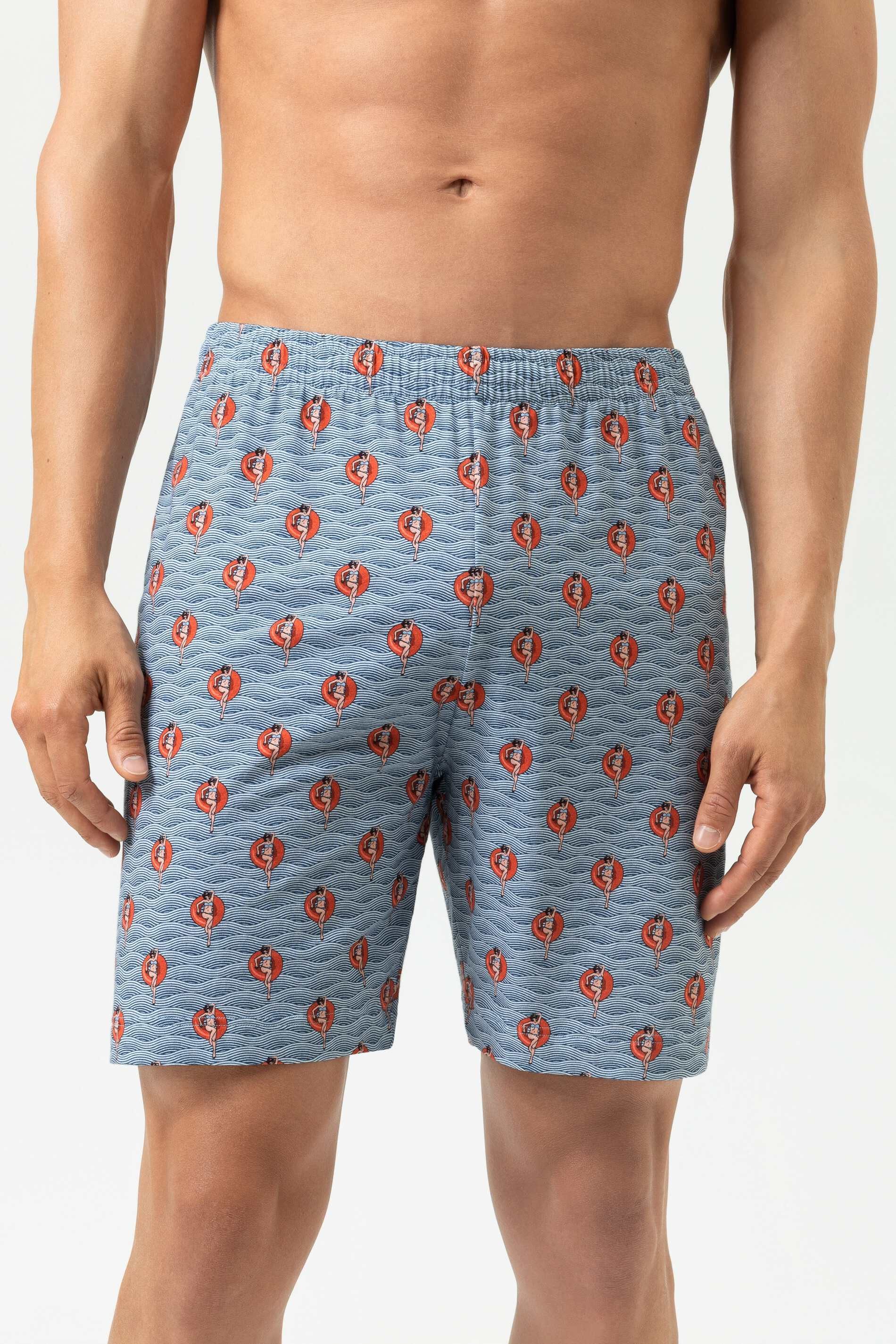 Mey Schlafhose Mey male Hose kurz Serie Wave Swing Minimal-Print (1-tlg) Kurze Pyjamahose, Gemustert, weiche Jersey-Qualität