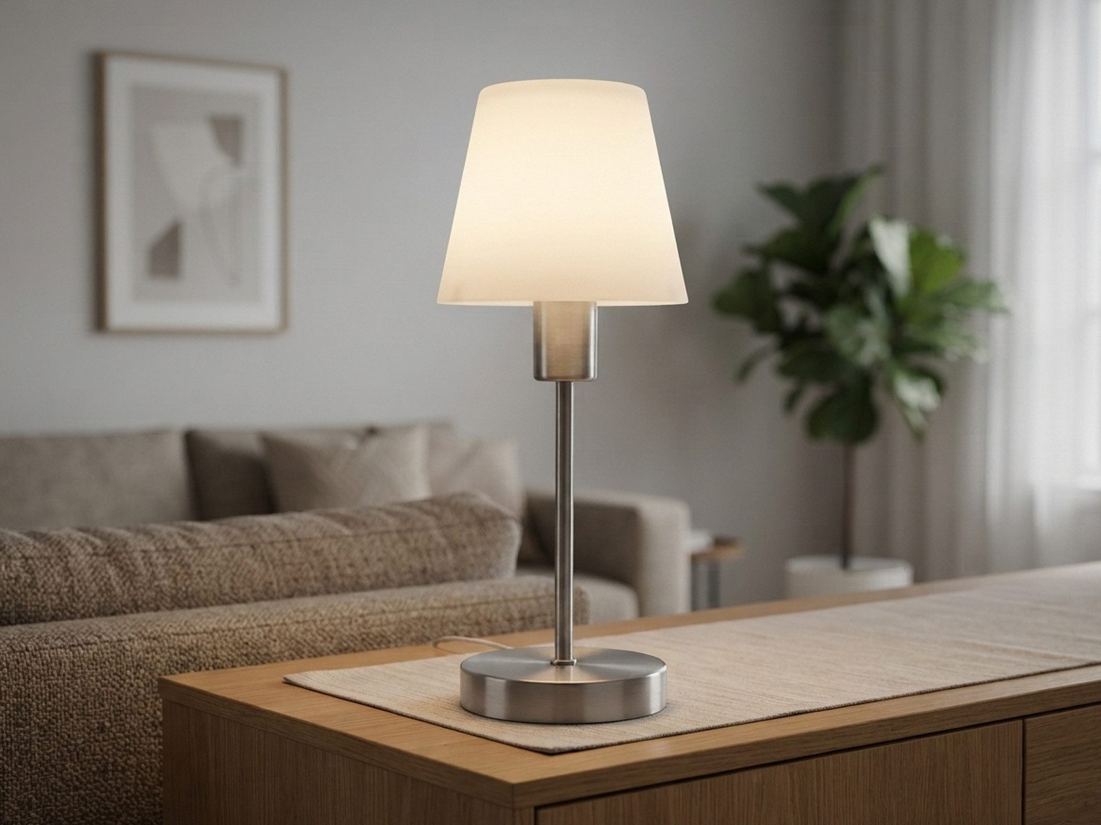 meineWunschleuchte Tischleuchte Touch Dimmer & E14 Glasschirm, Höhe 32cm, Dimmfunktion, ohne Leuchtmittel, klassische Nacht-Tischlampe, Wohnzimmer Fensterbank – Bild 5 von 5