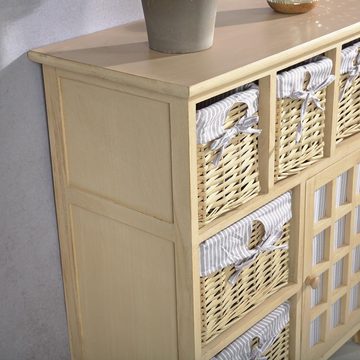 Mucola Kommode Sideboard Anrichte Schubladen Körbe Highboard Braun, Höhe 73,5 cm