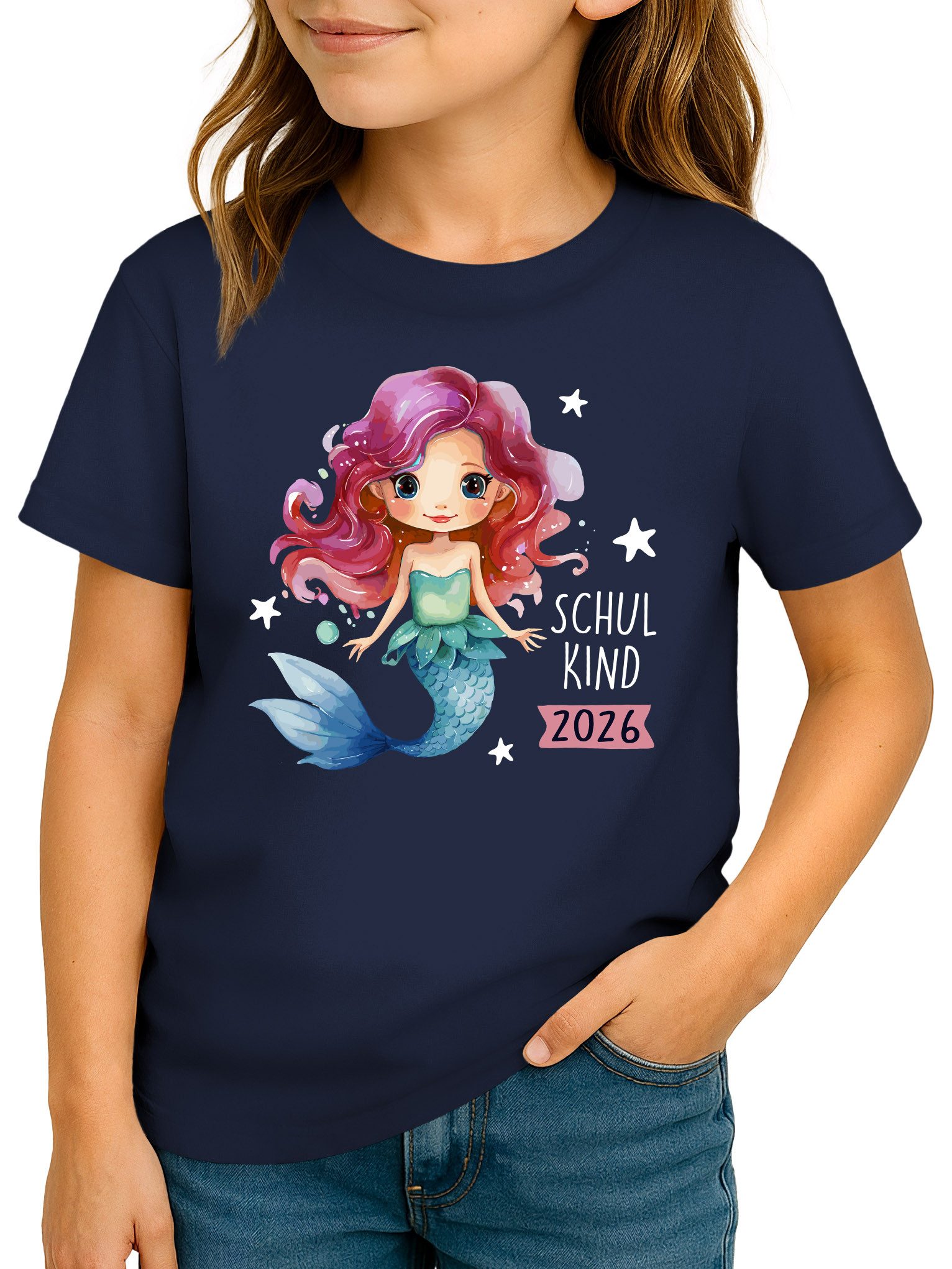 SpecialMe Print-Shirt Mädchen Einschulung T-Shirt 2026 Meerjungfrau – Schulkind 2026 Shirt